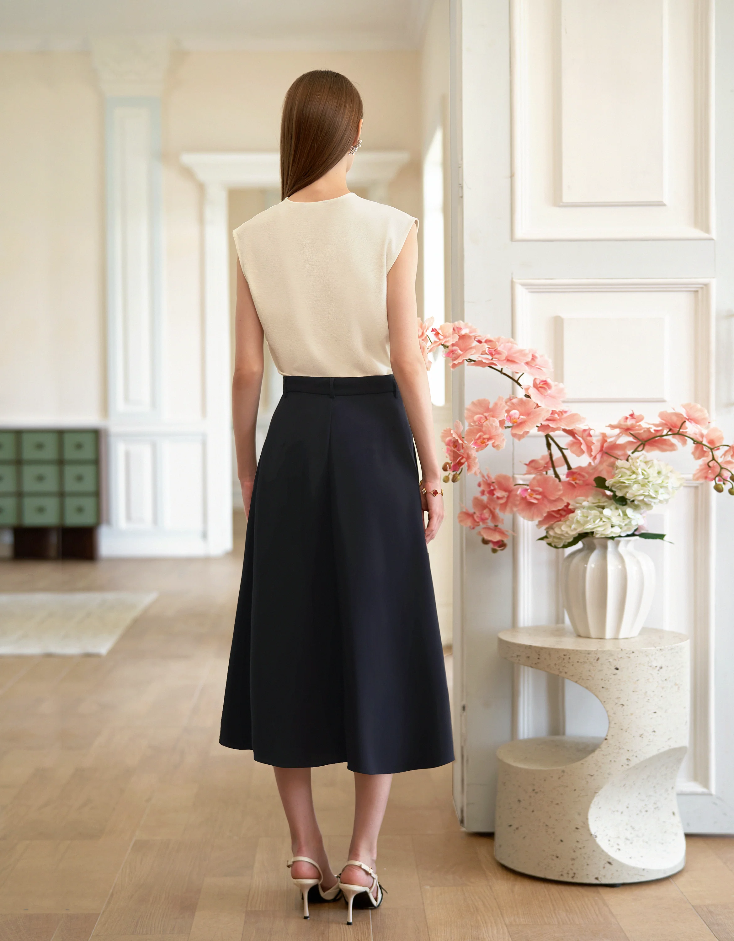 Acetate Blend A-line Pleated Skirt - Image 2
