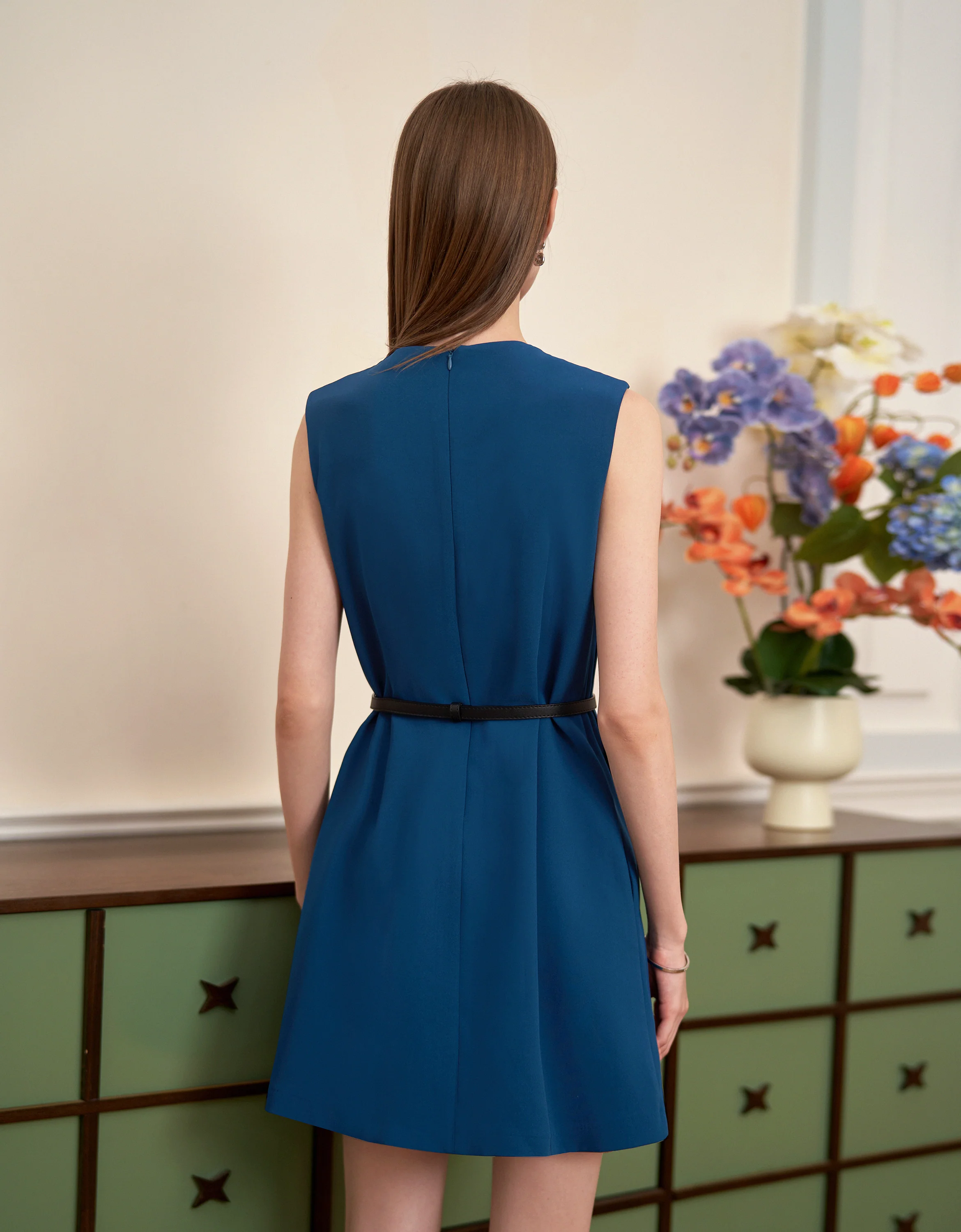 Acetate-blend Sleeveless Layered Dress - Image 12