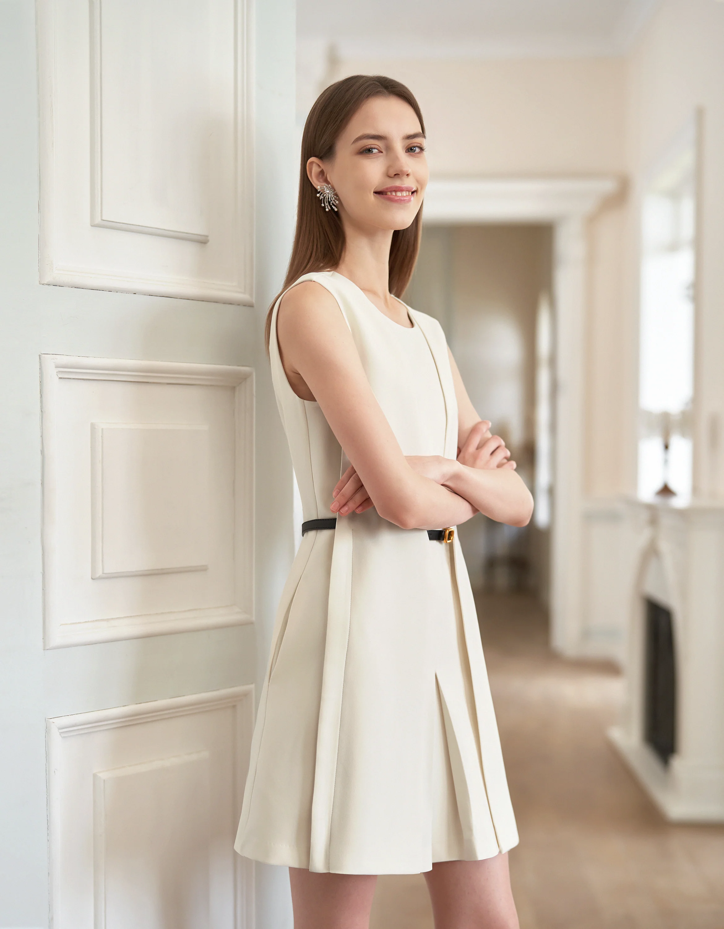 Acetate-blend Sleeveless Layered Dress - Image 3