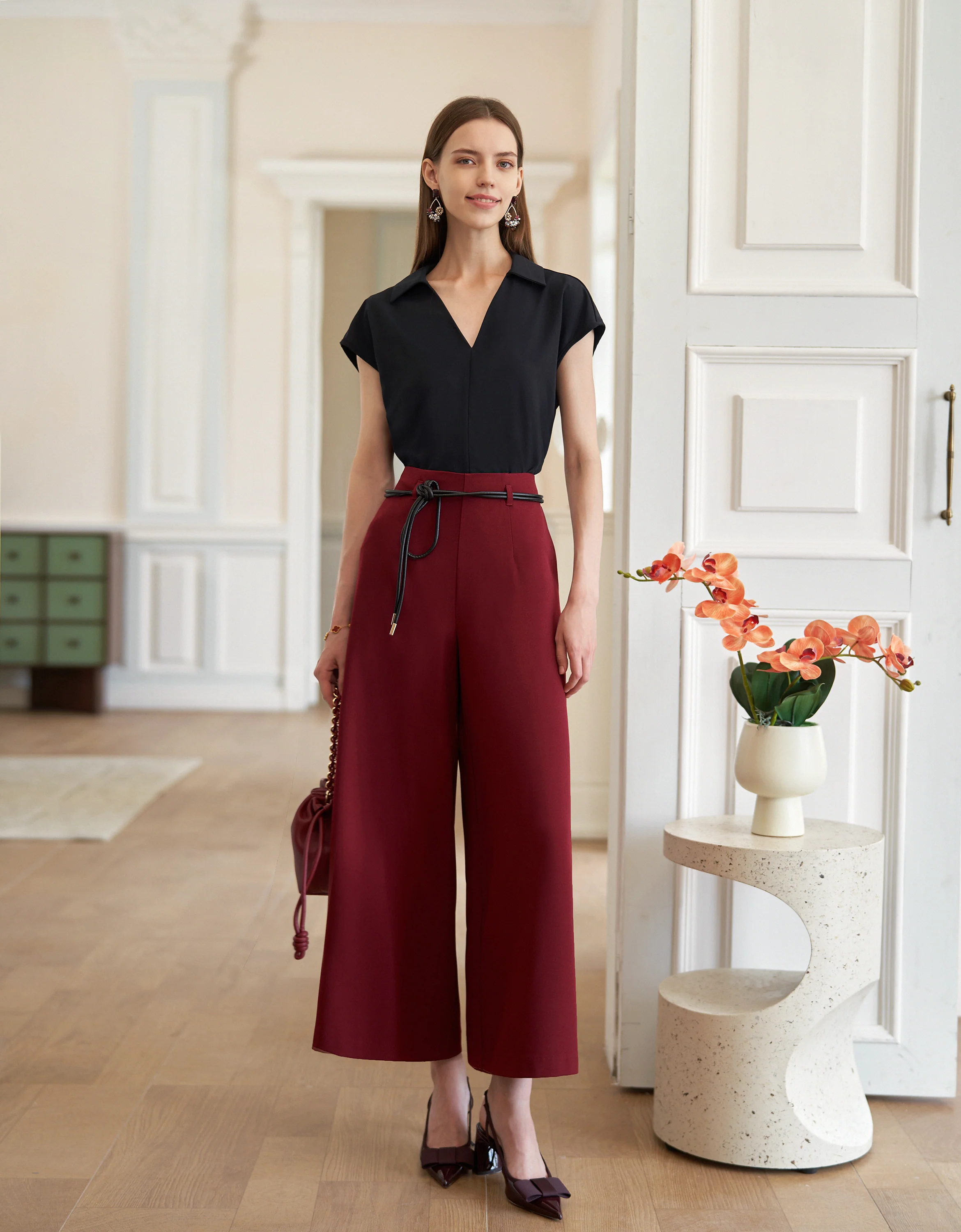 Belted Wide Leg Pants