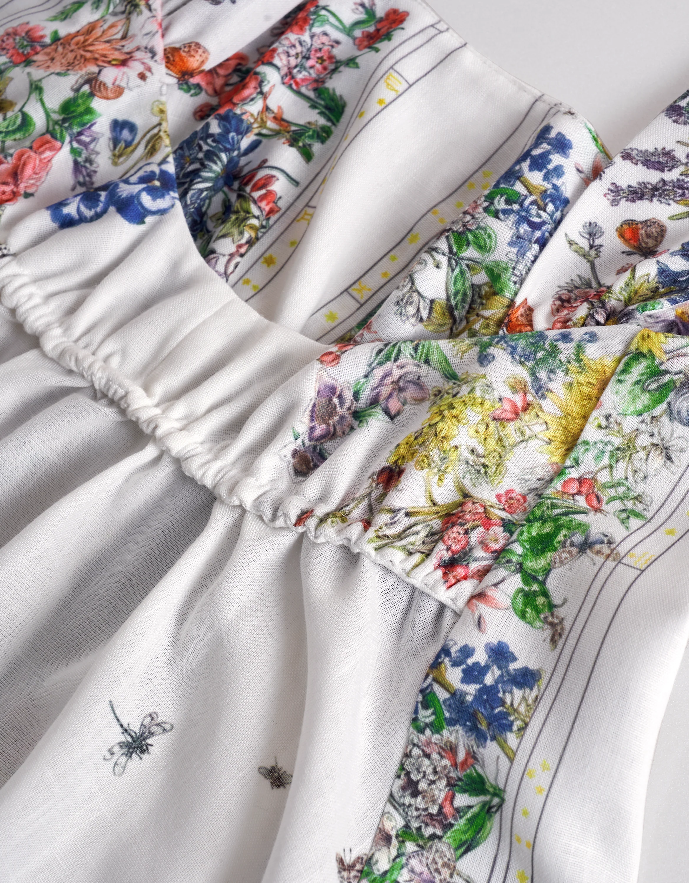 Botanical Print Elastic Waist Strap Top - Image 5