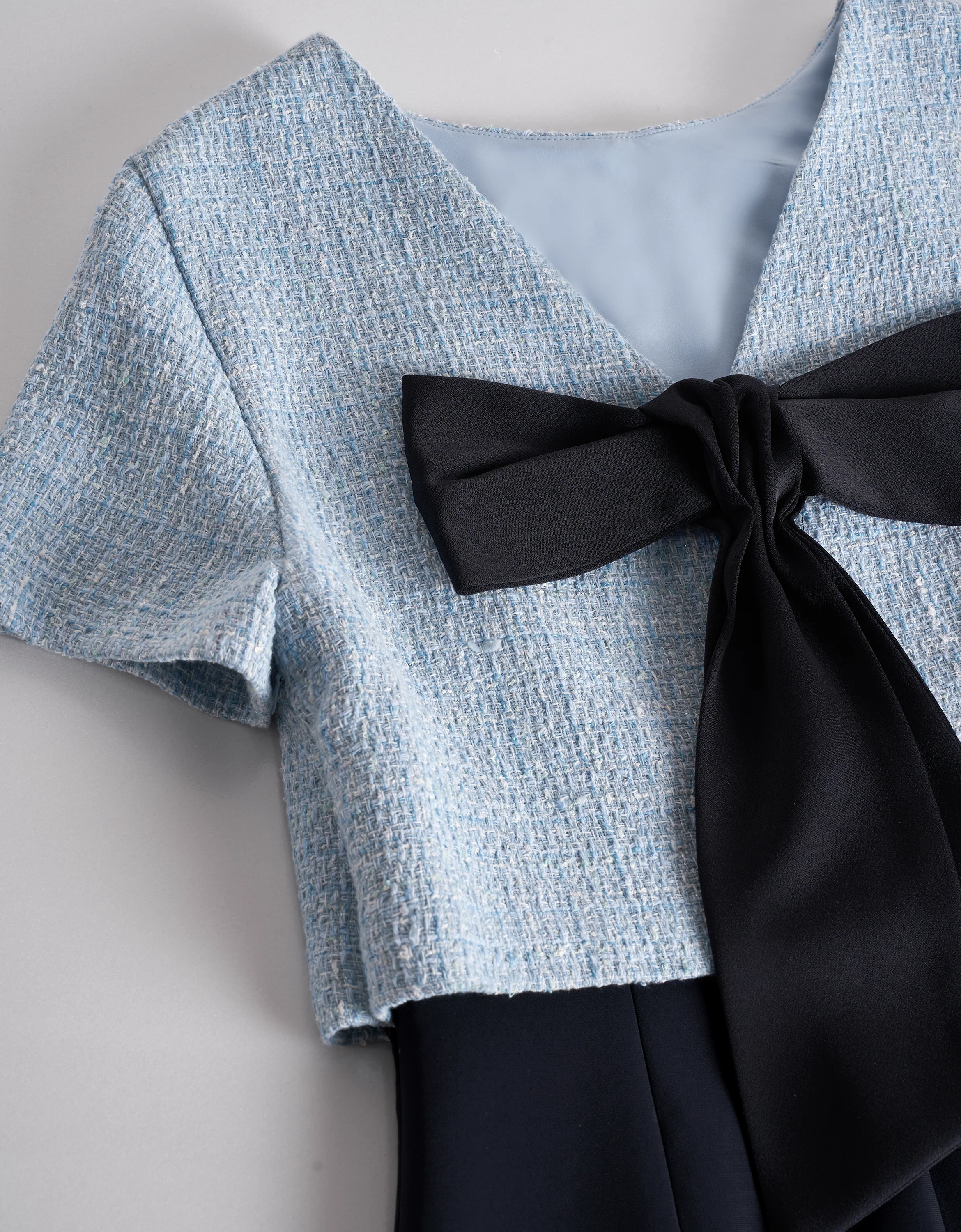 Bow Detail Colorblock Short Sleeve Midi Dress - Image 7