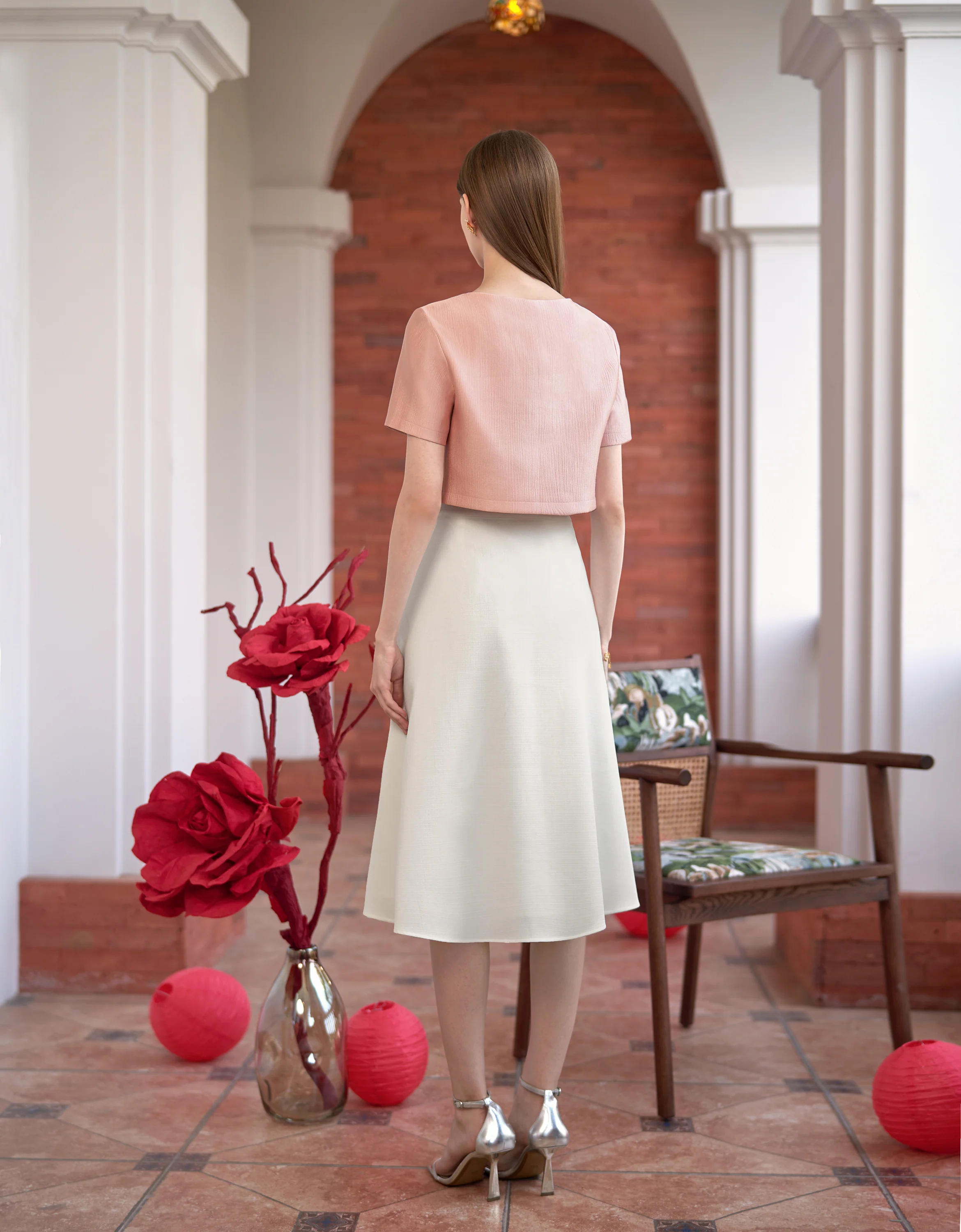 Button Front A-line Midi Skirt - Image 3