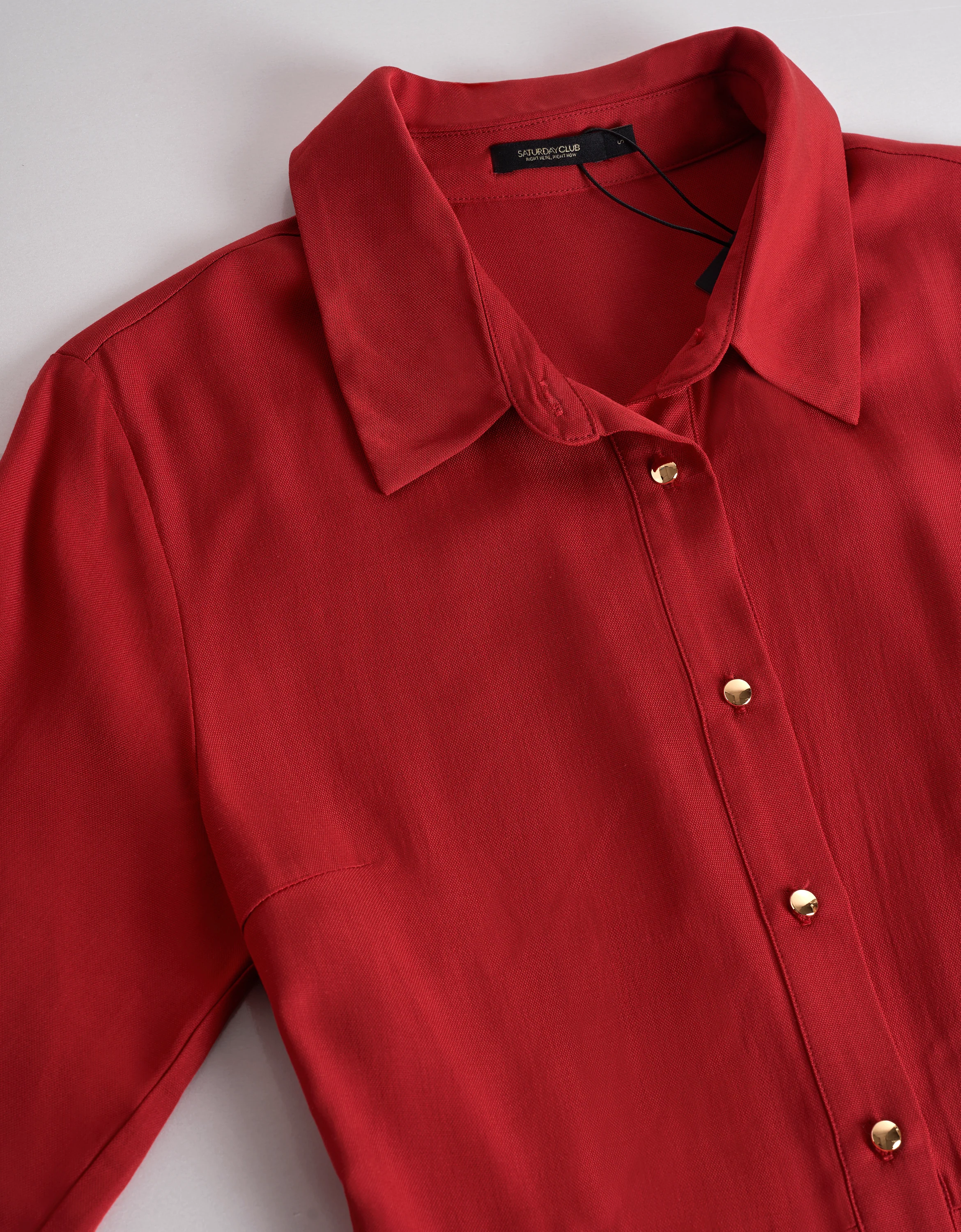 Button Front Long Sleeve Shirt Dress - Image 5