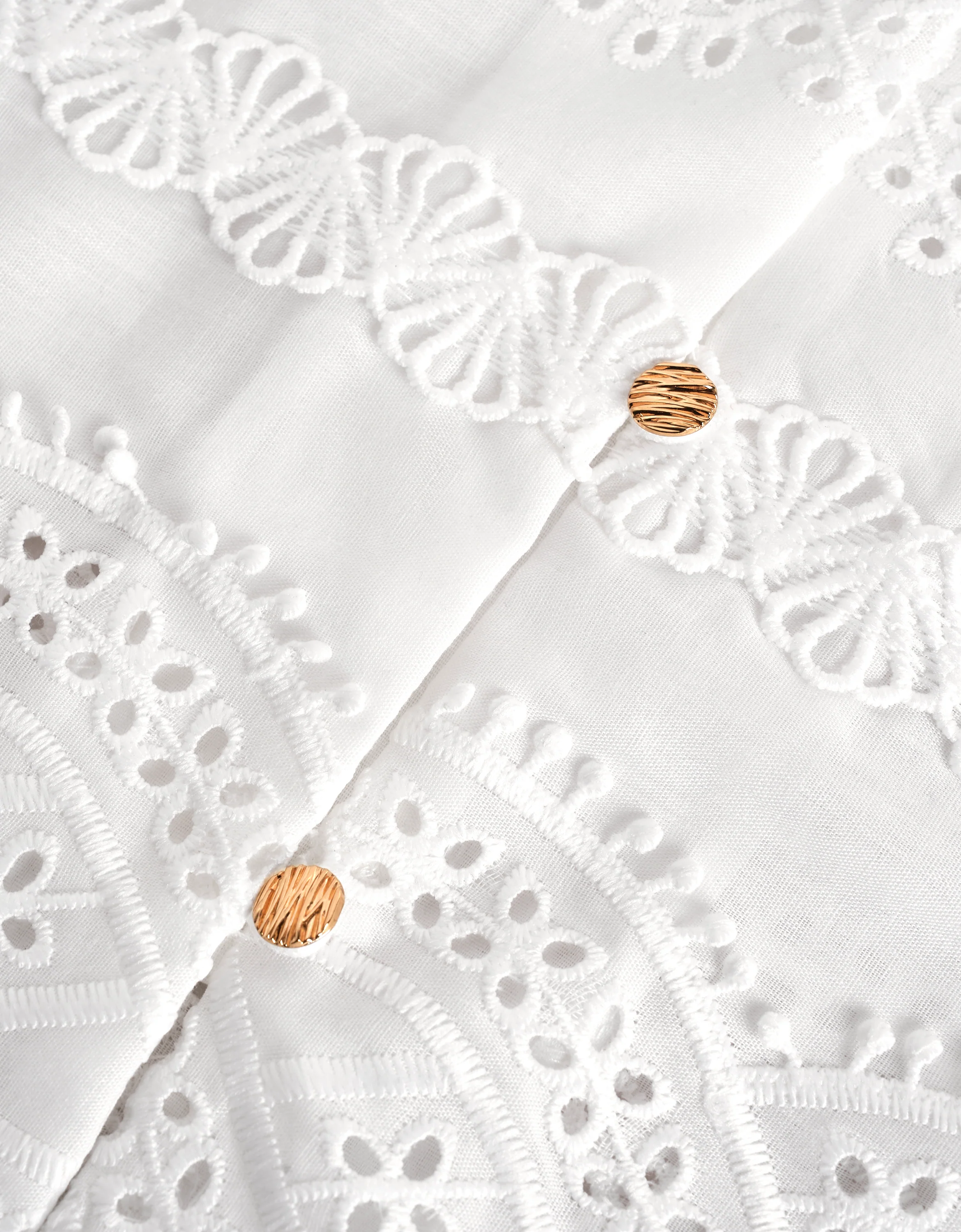 Button Front Neck Tie Long Sleeve Embroidered Top - Image 9