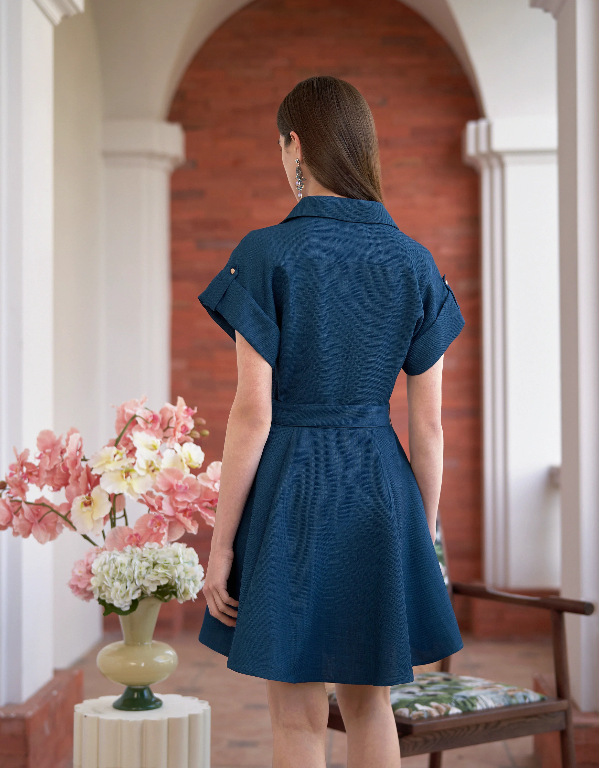 Button Front Notched Lapel Suit Dress - Image 6