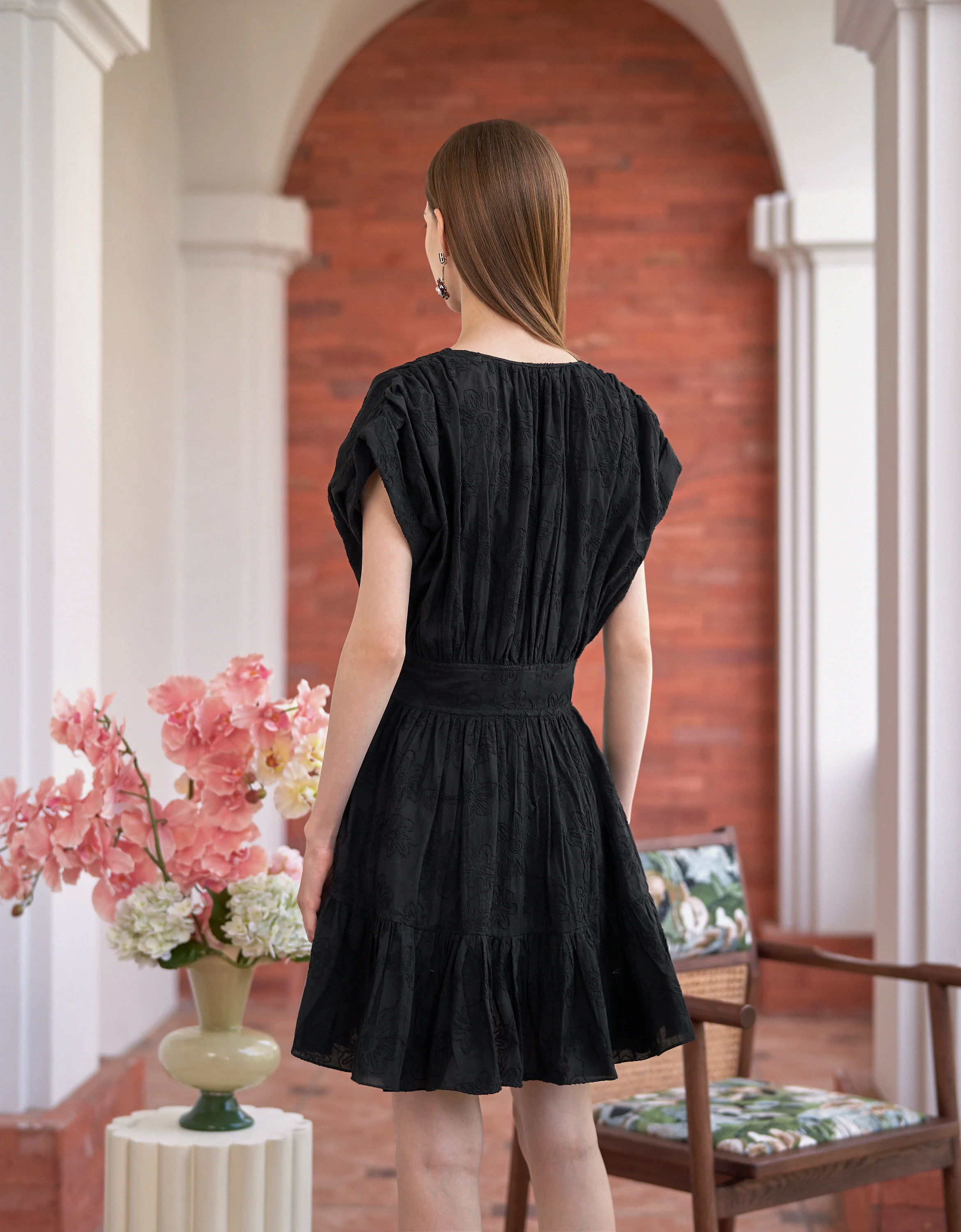 Button Front Ruffled Hem Pleated Dress - Image 27