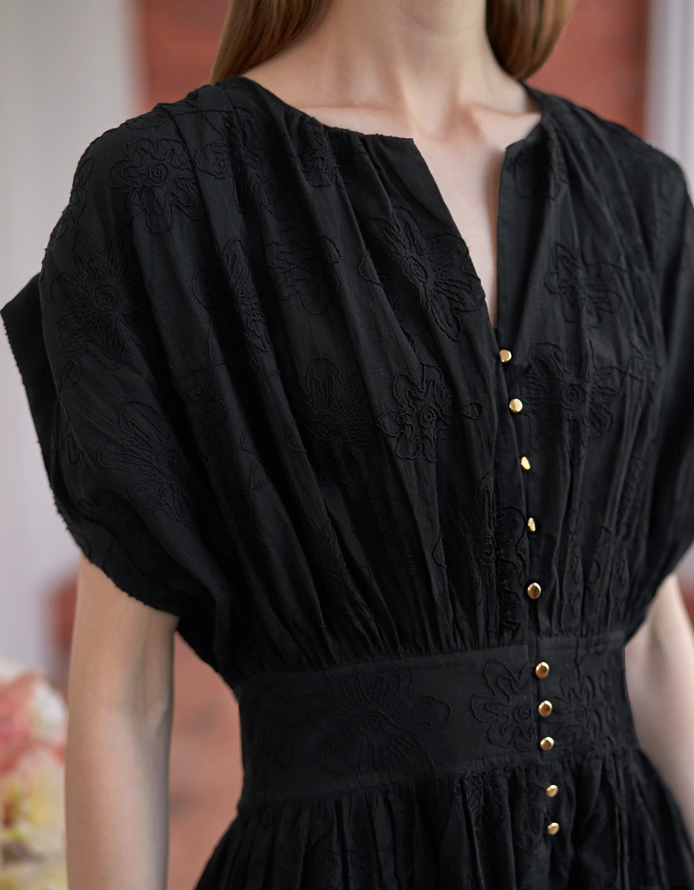 Button Front Ruffled Hem Pleated Dress - Image 28