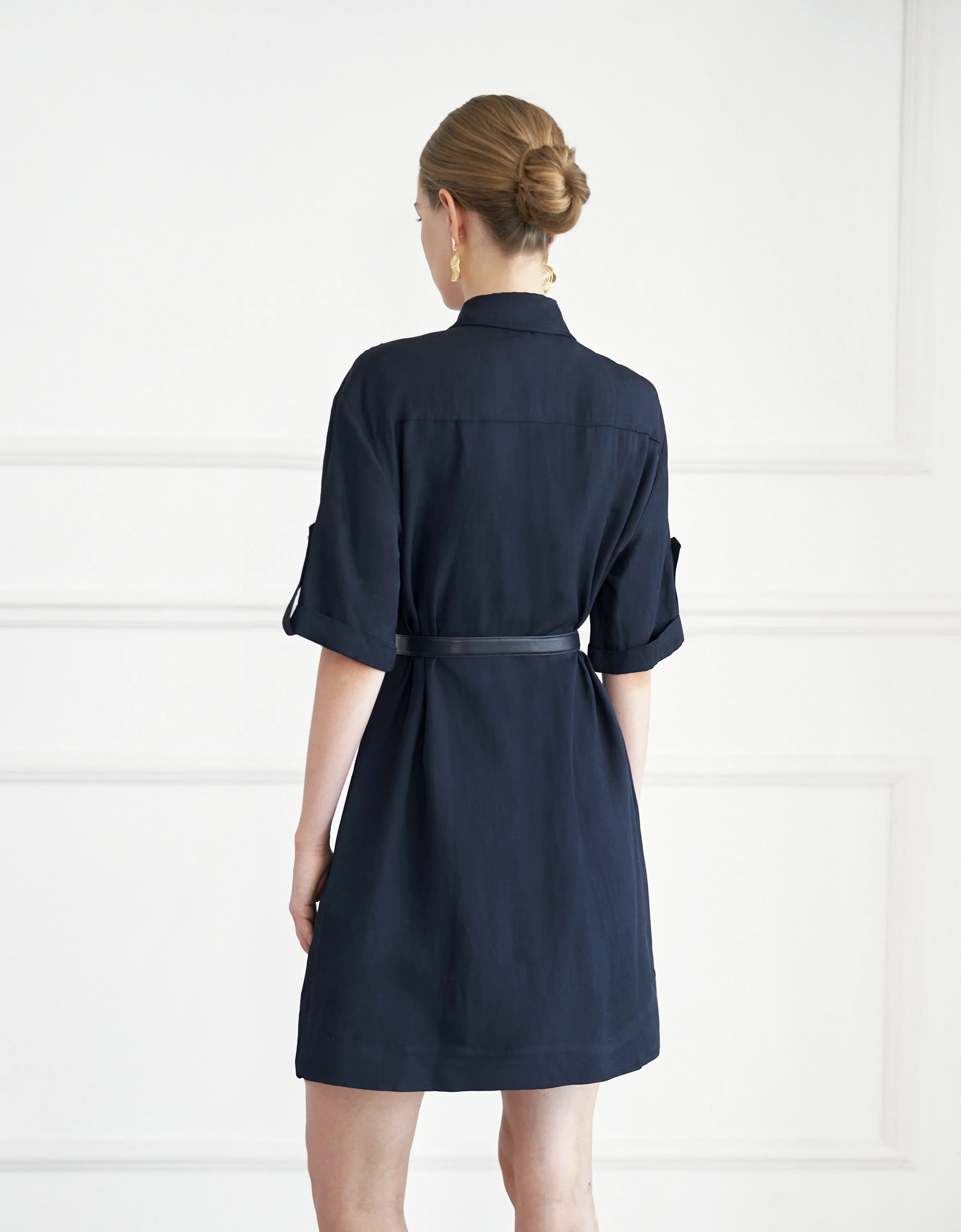 Button Front Short Shirt Dress - Image 3