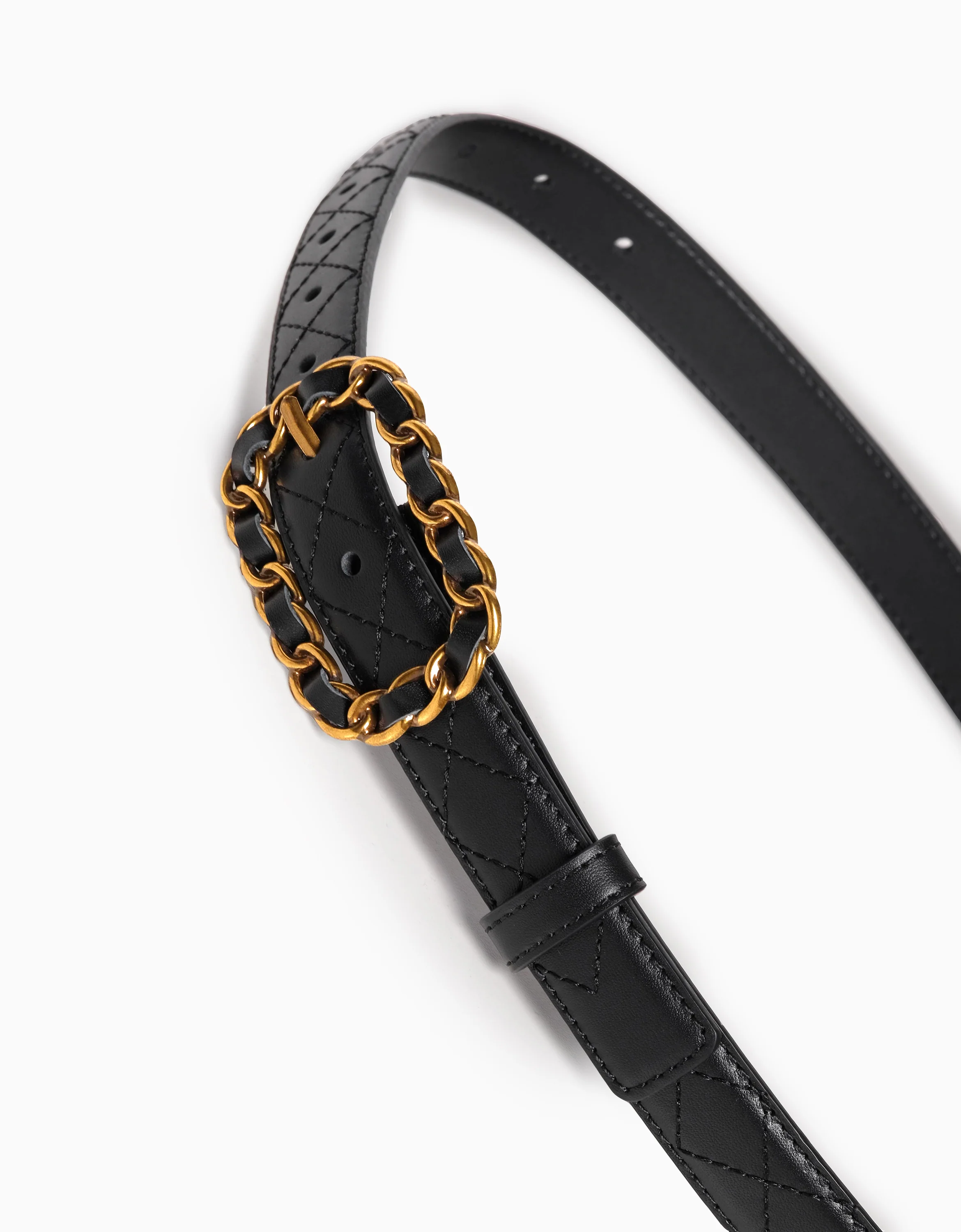 Chain-inspired Buckle Leather Belt - Image 2