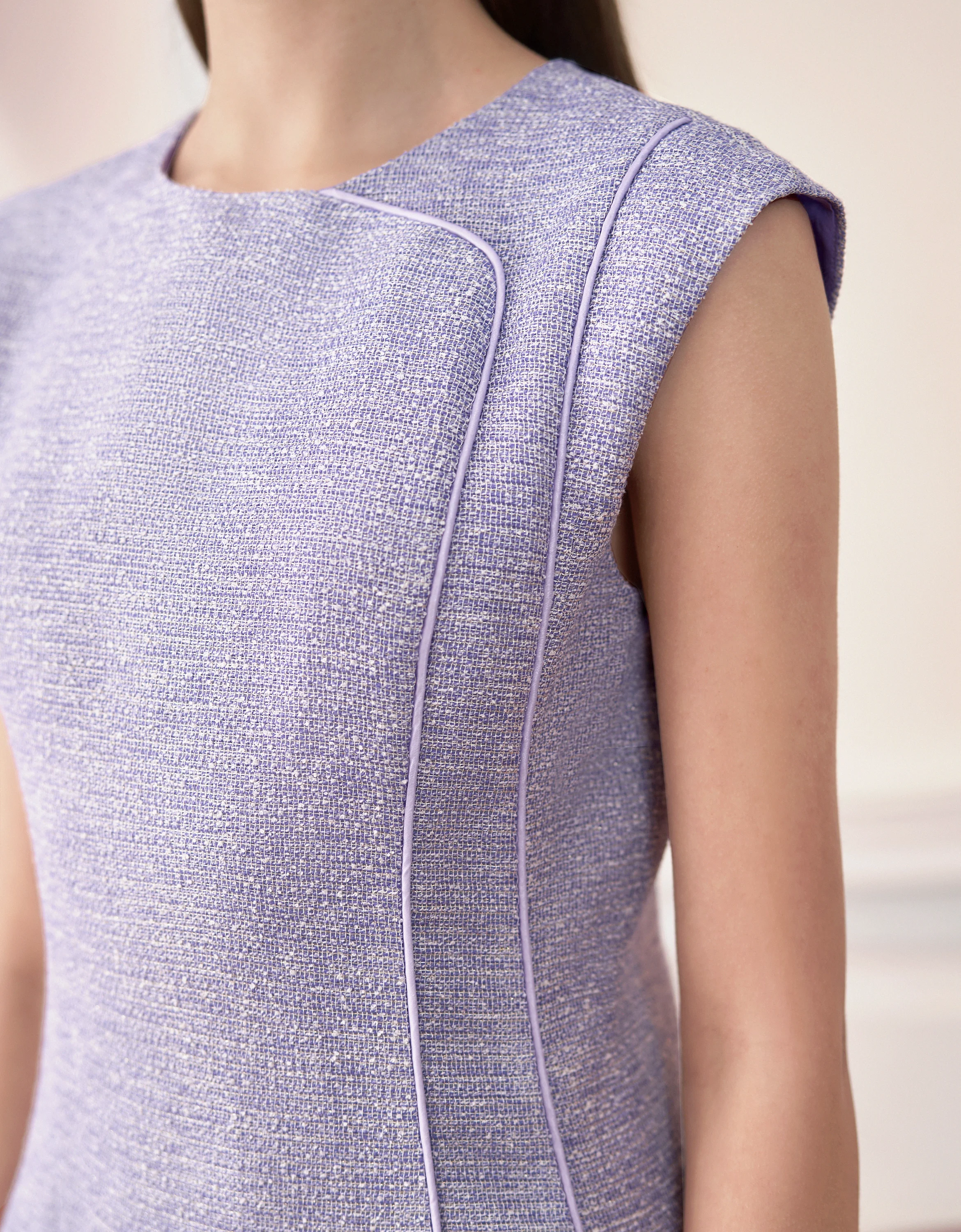 Cheongsam-style Sleeveless Tweed Dress - Image 6