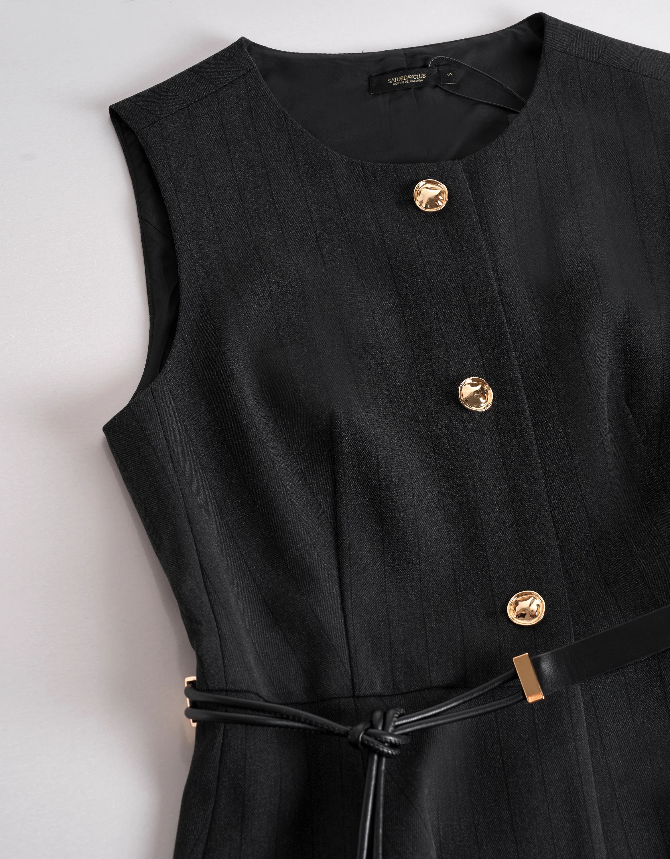 Cinched Waist Sleeveless Striped Top - Image 4