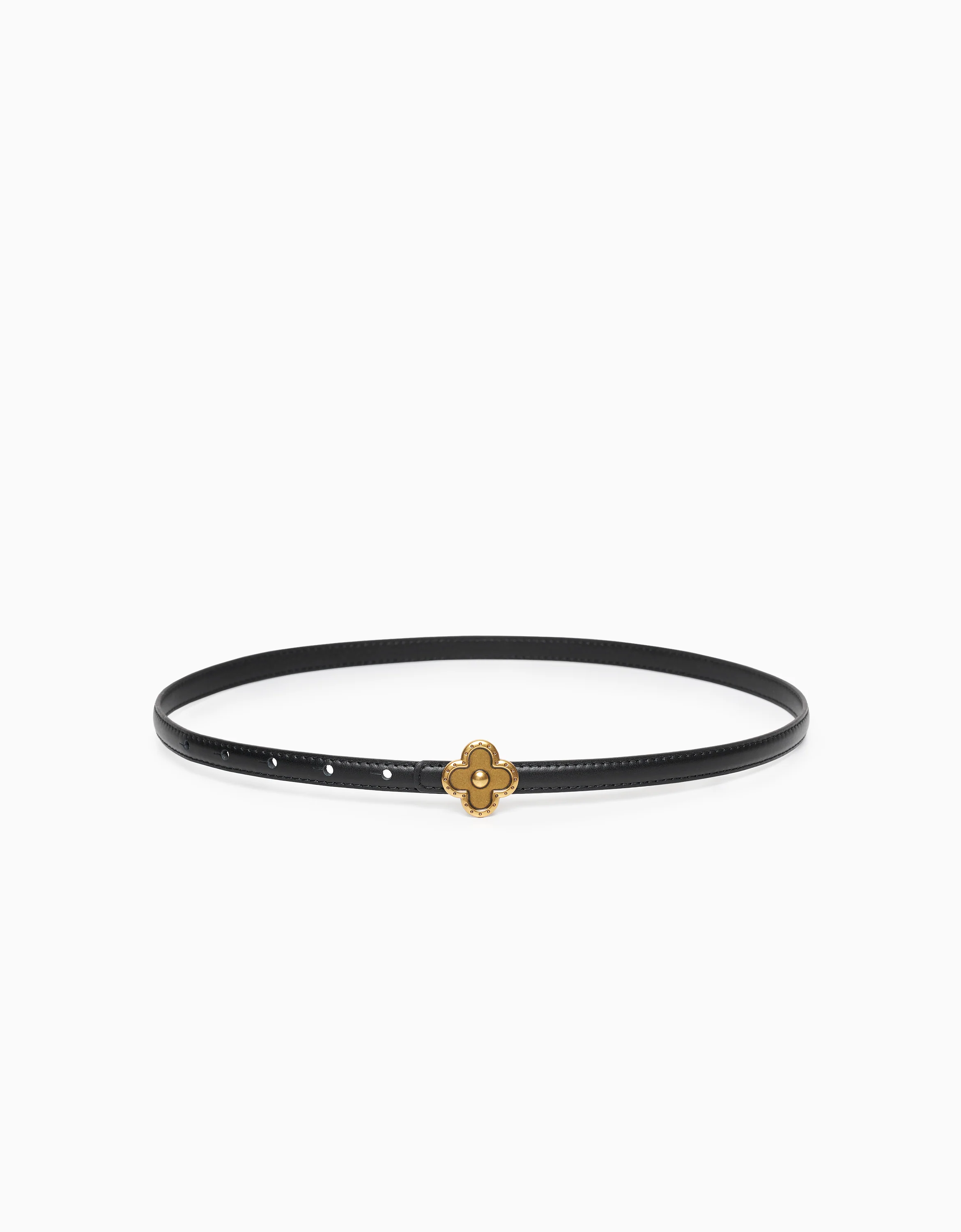 Clover Buckle Thin Leather Belt