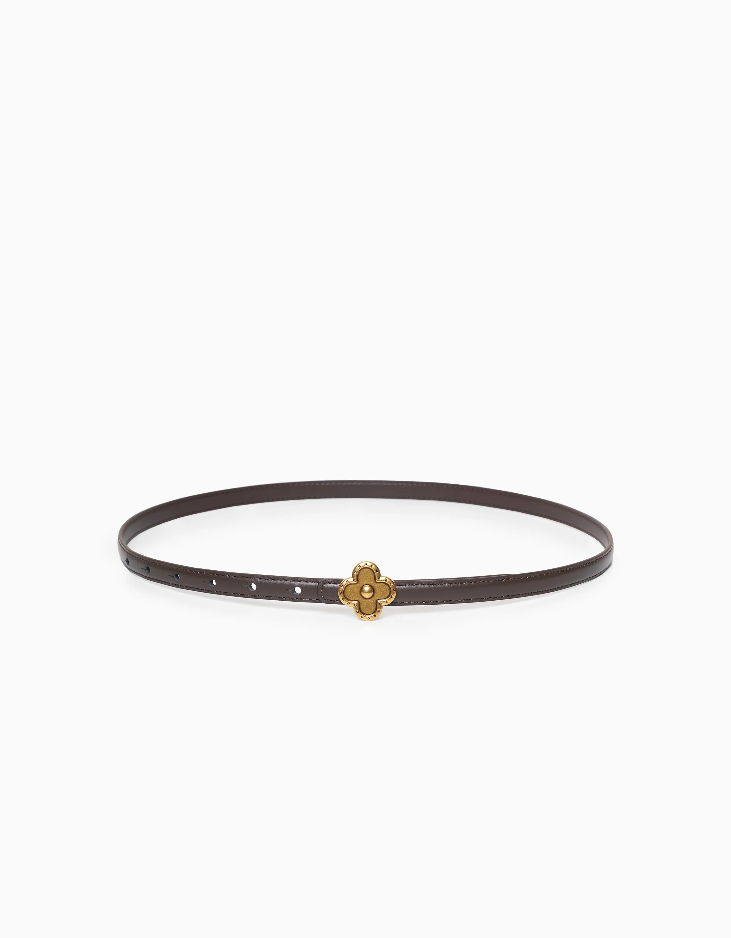 Clover Buckle Thin Leather Belt - Image 4