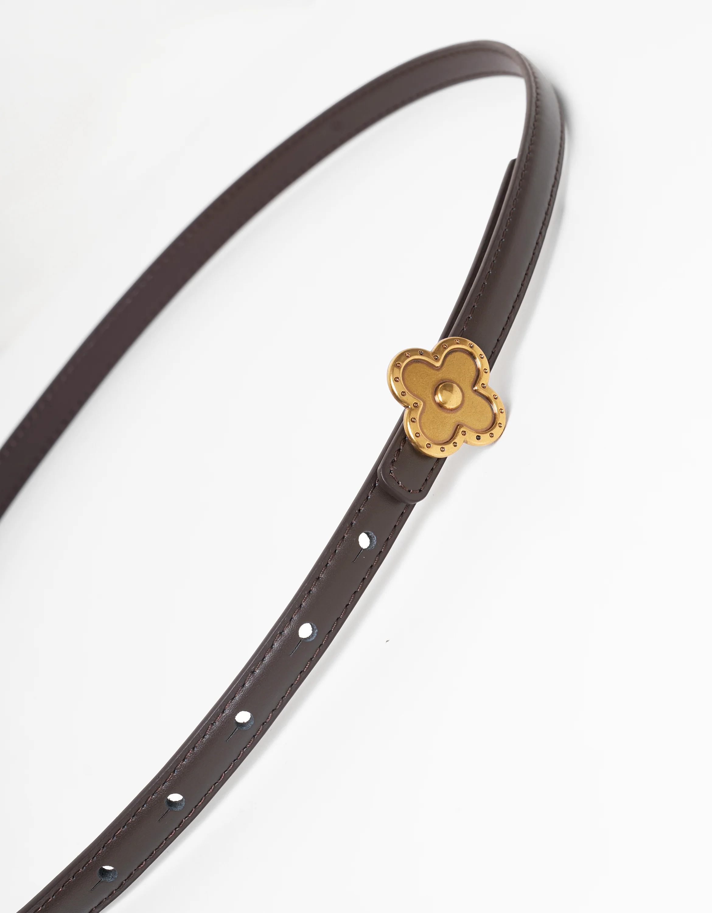 Clover Buckle Thin Leather Belt - Image 5