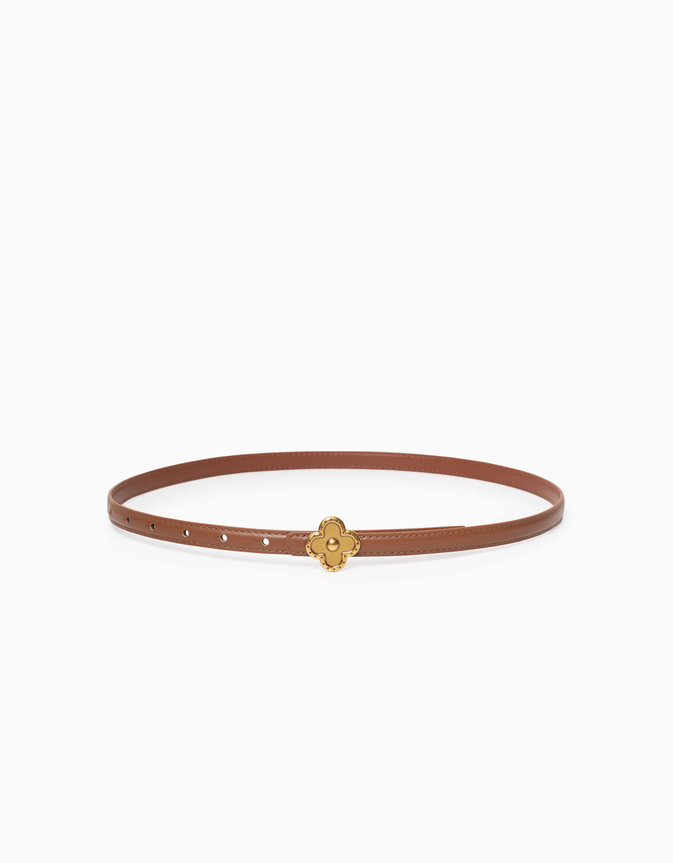 Clover Buckle Thin Leather Belt - Image 8