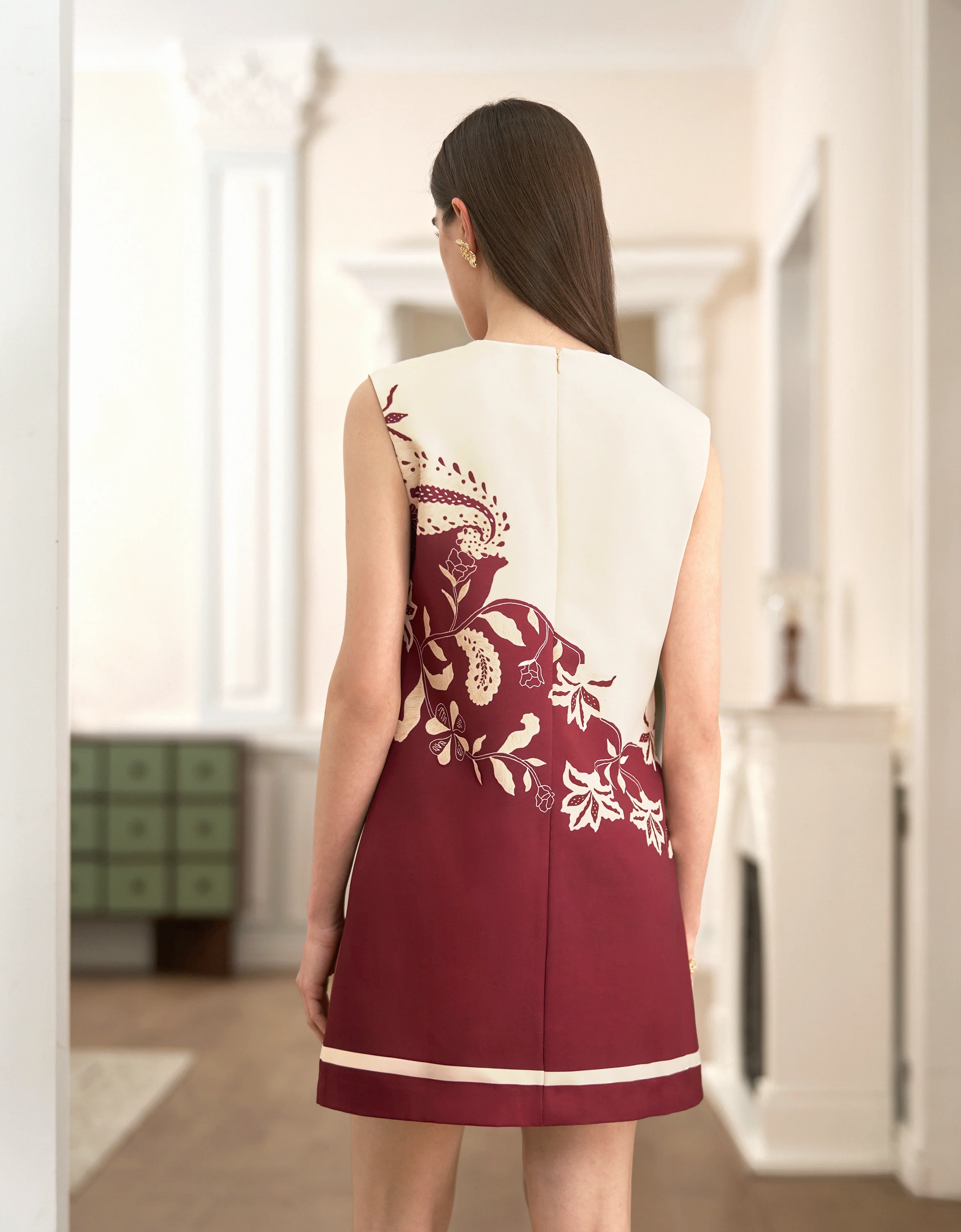 Colorblock Floral Print Sleeveless Dress - Image 4