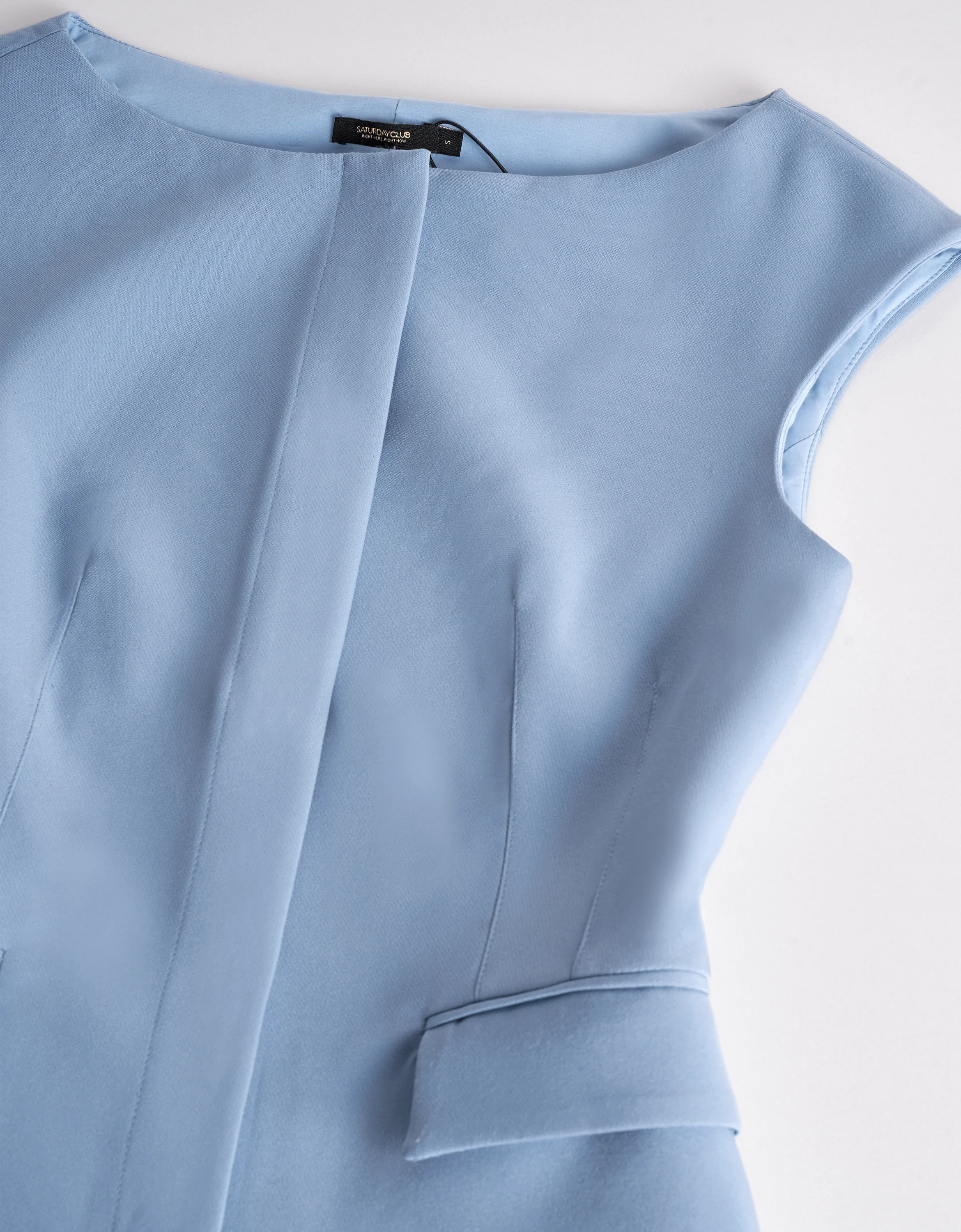 Concealed Buttons Boat Neck Top - Image 4