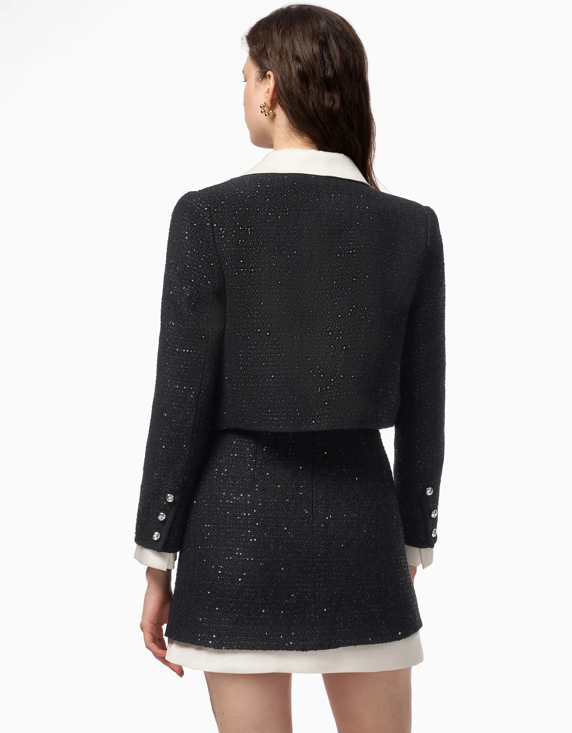 Contrast Collar Tweed Jacket - Image 2