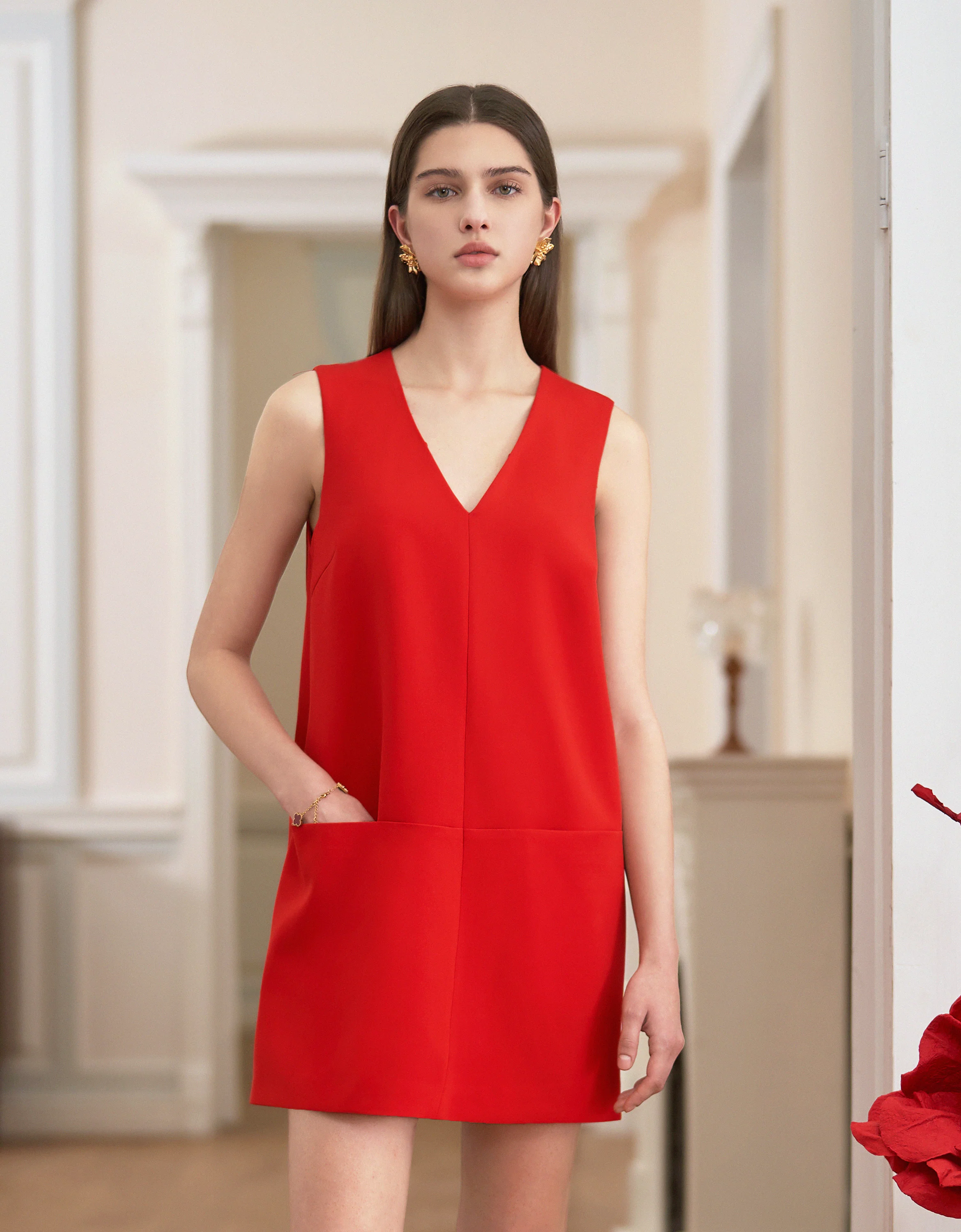 Detachable Bow Tie Sleeveless Dress - Image 2