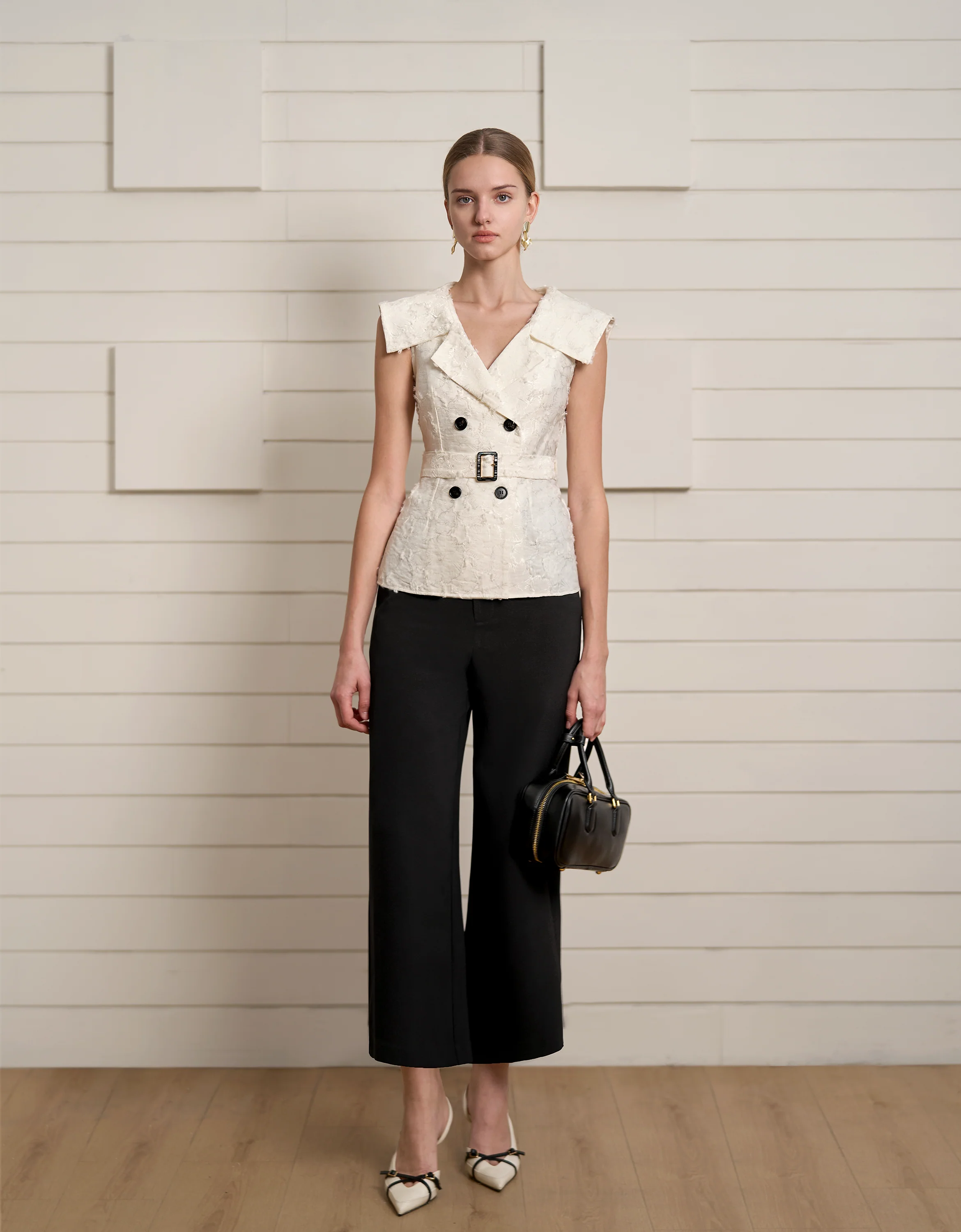 Double-breasted Suit Collar Jacquard Vest - Image 2