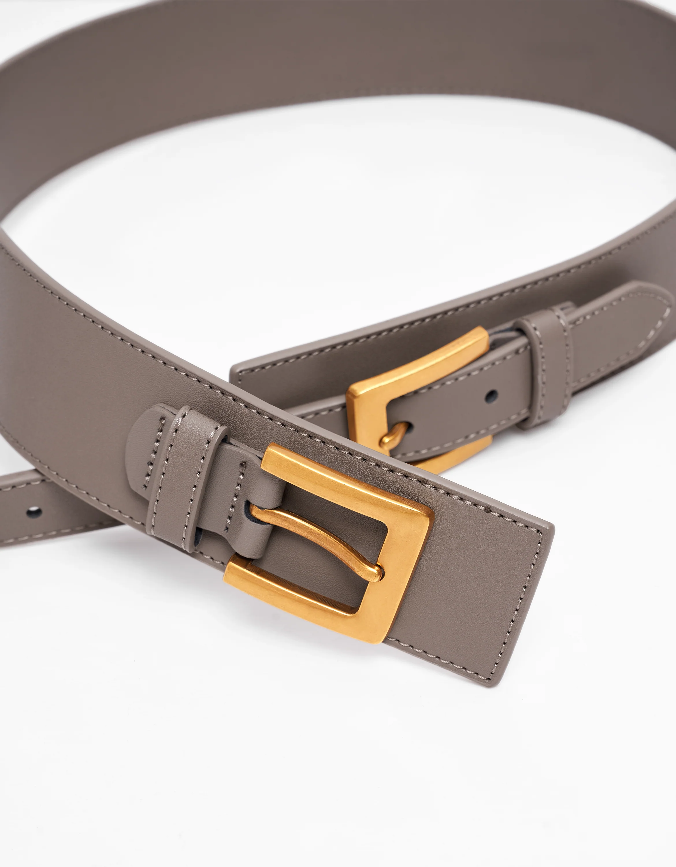 Double Buckle Wide Leather Belt - Image 11