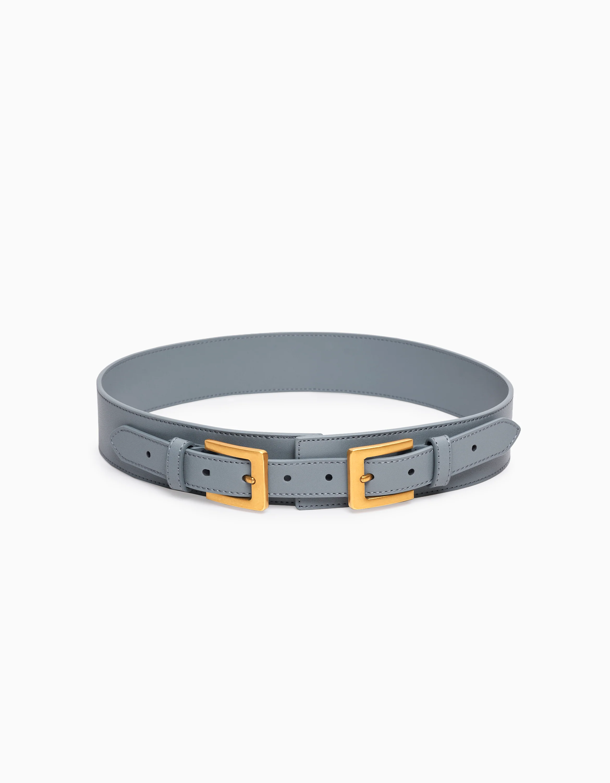 Double Buckle Wide Leather Belt - Image 12