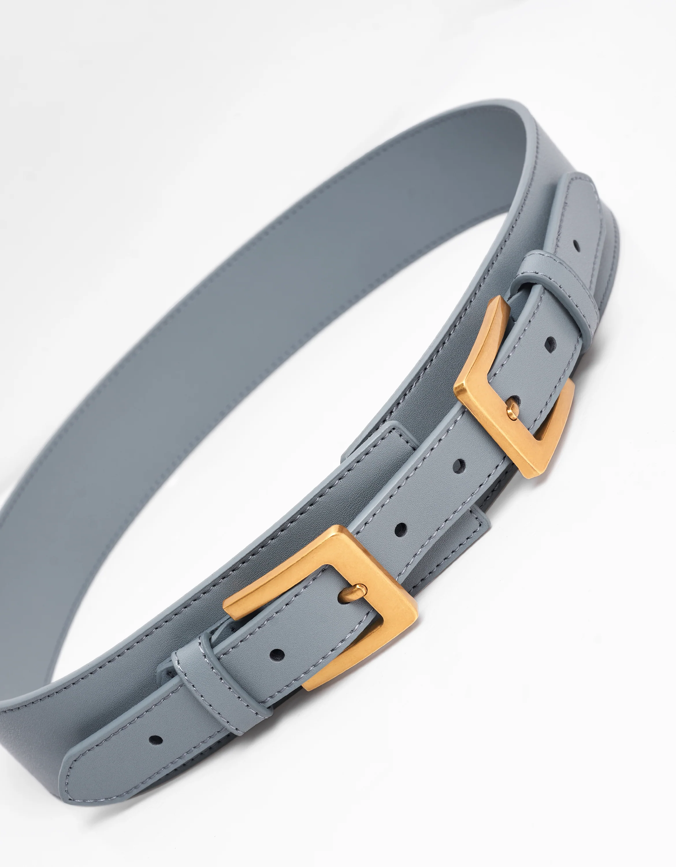 Double Buckle Wide Leather Belt - Image 13