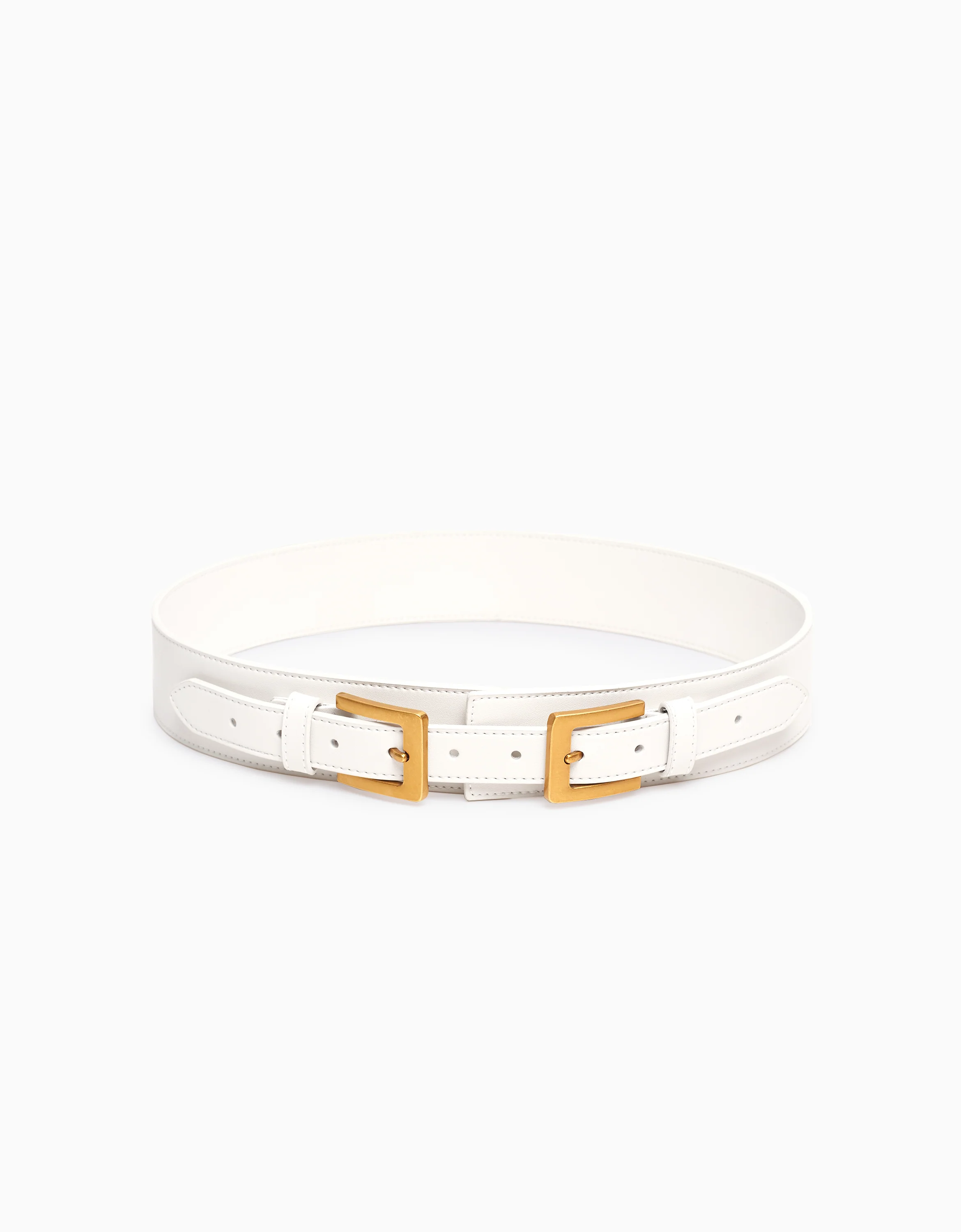 Double Buckle Wide Leather Belt - Image 15