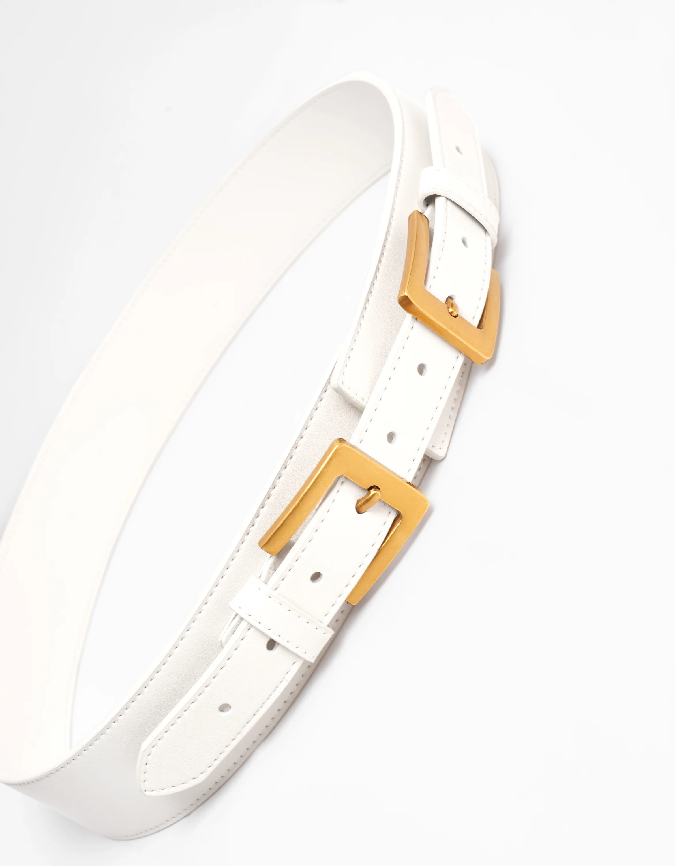 Double Buckle Wide Leather Belt - Image 16