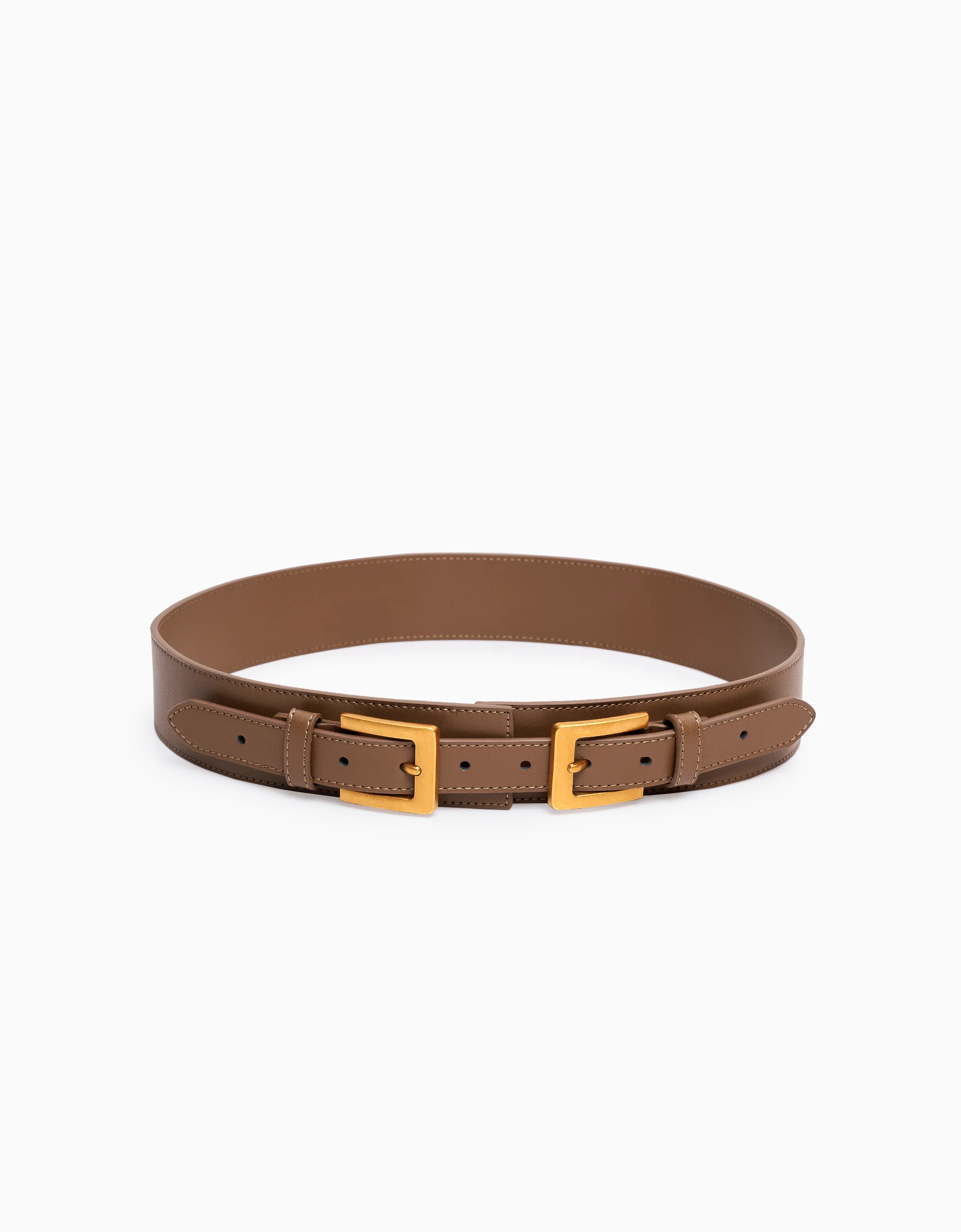 Double Buckle Wide Leather Belt - Image 5
