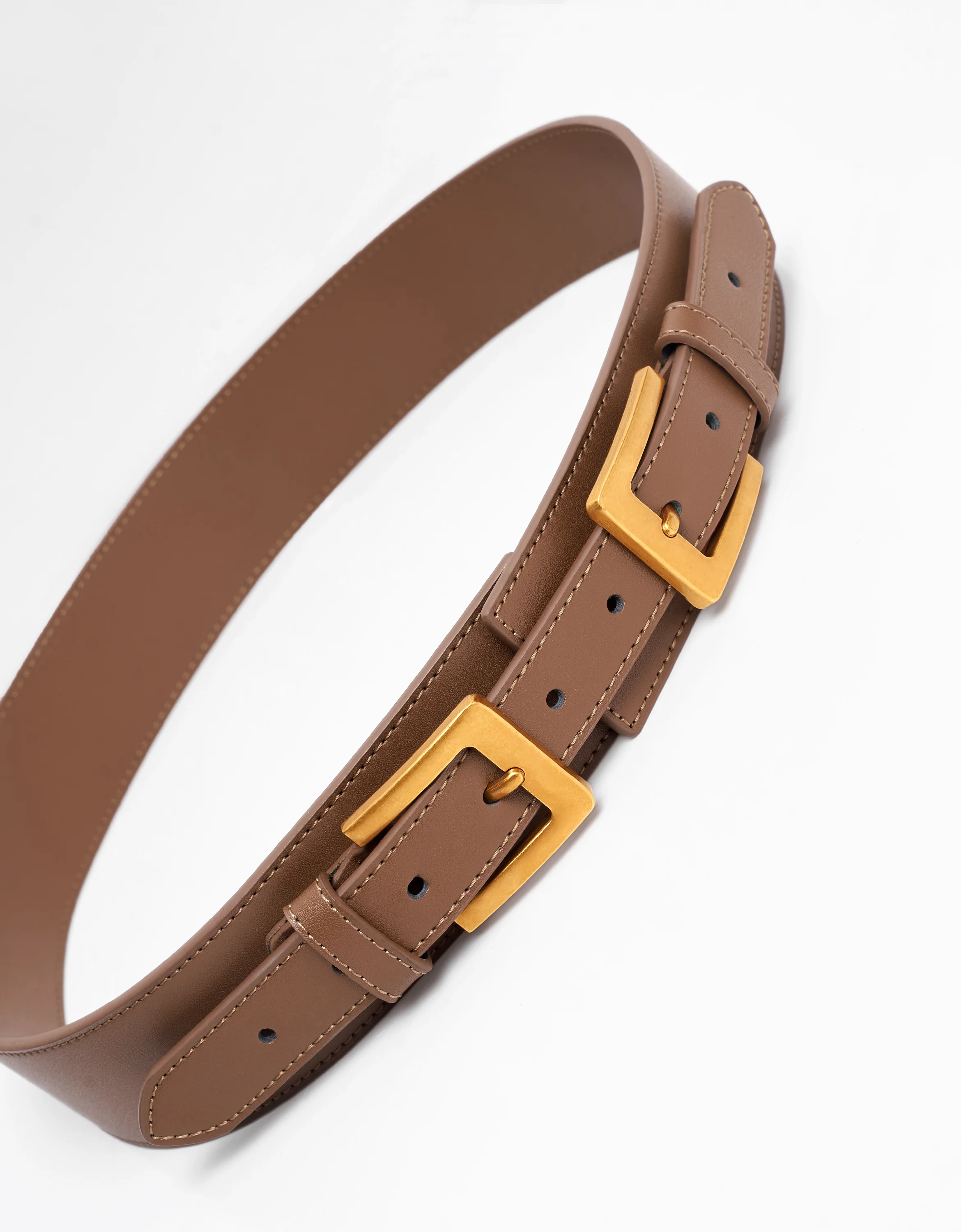 Double Buckle Wide Leather Belt - Image 6