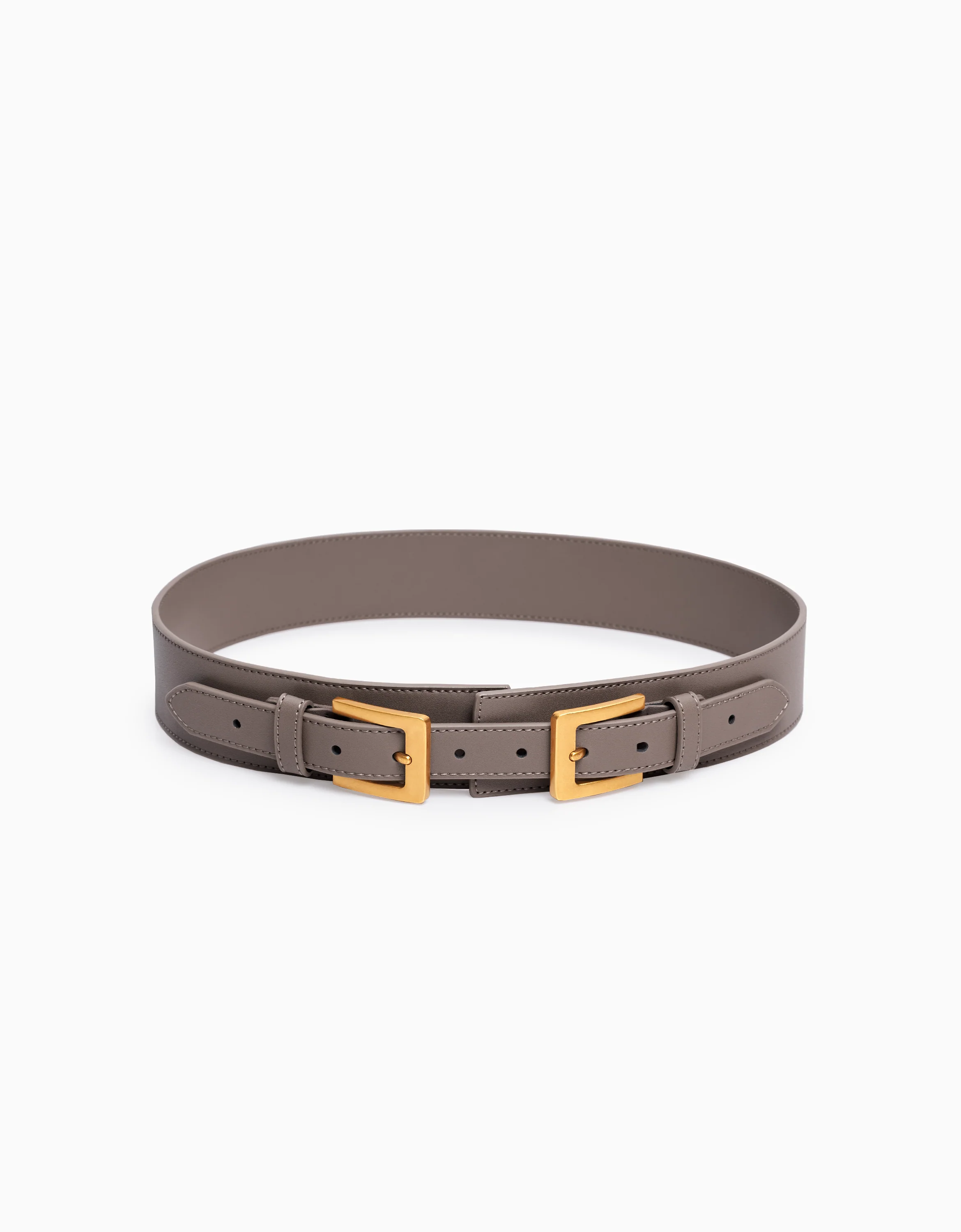Double Buckle Wide Leather Belt - Image 9