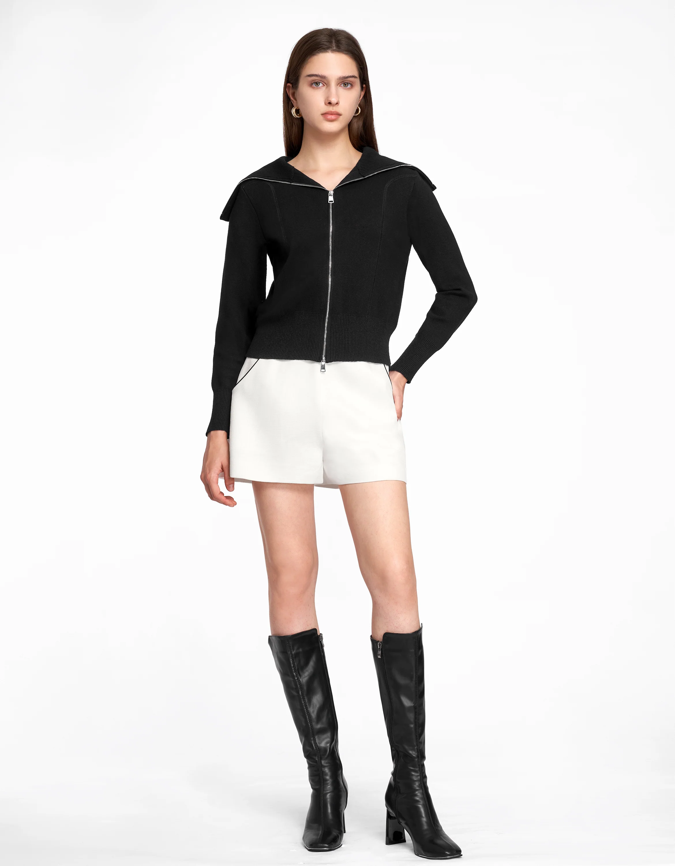 Double Zip Front Wool Jacket