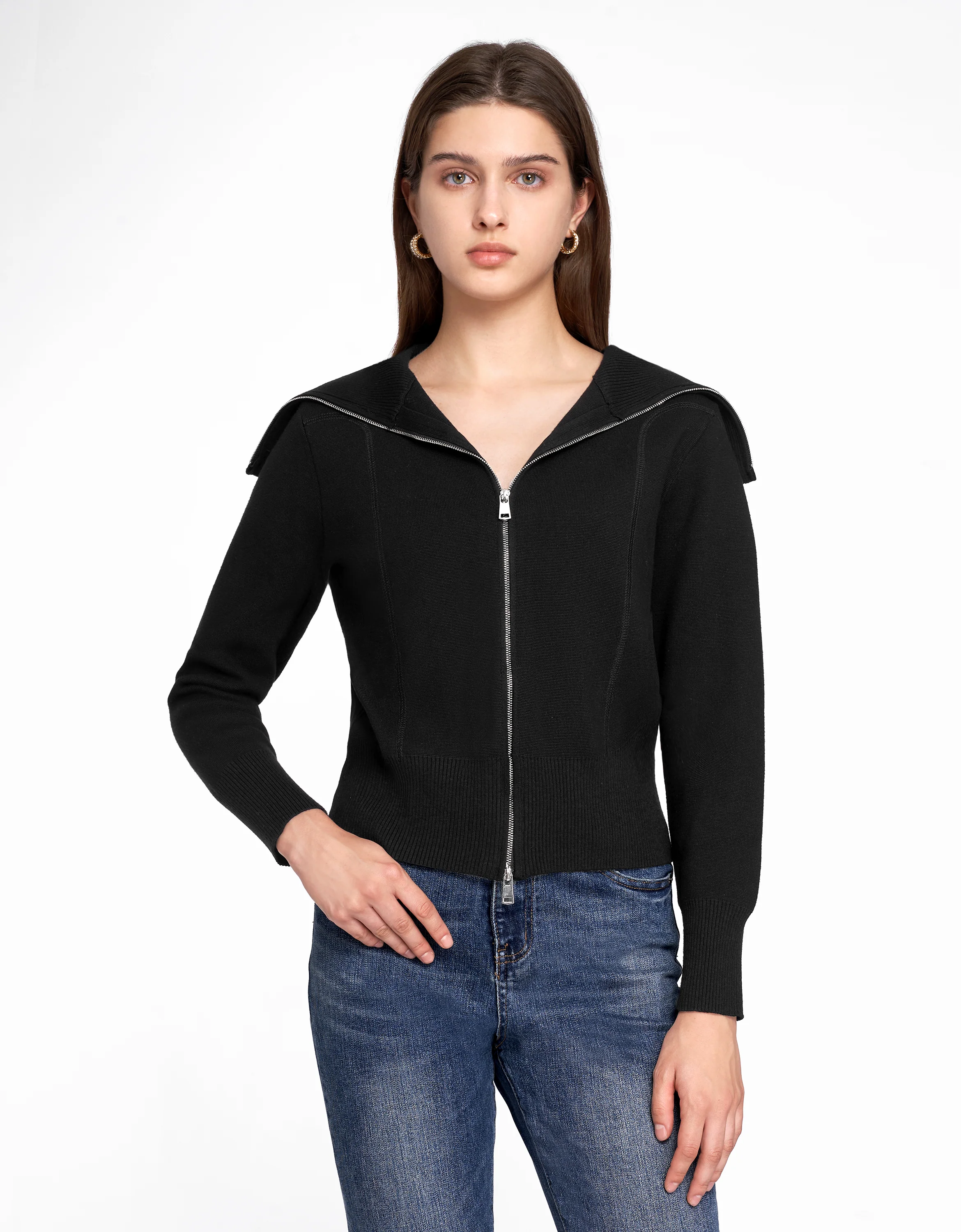 Double Zip Front Wool Jacket - Image 2