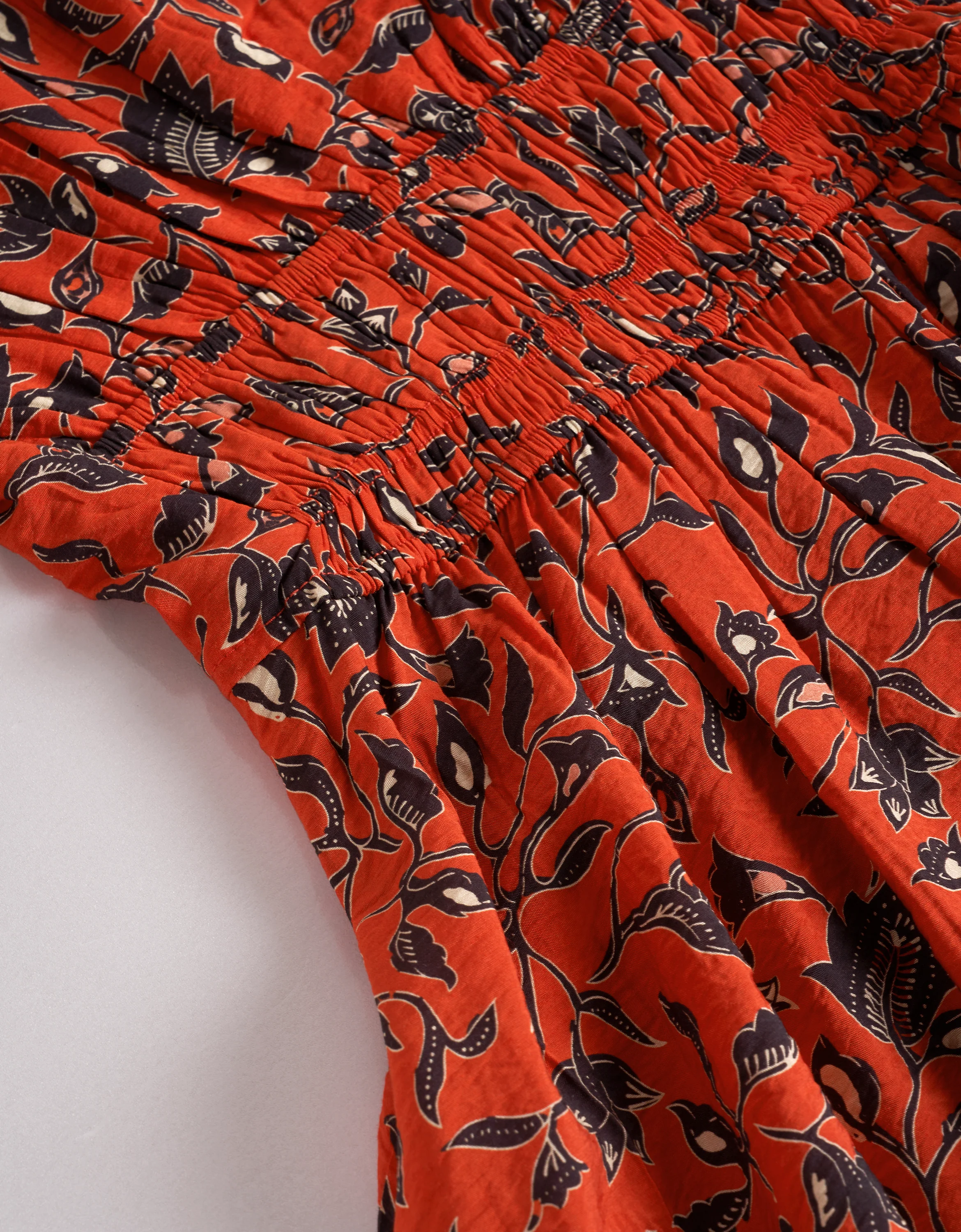 Elastic Waist Floral Print Midi Dress - Image 6