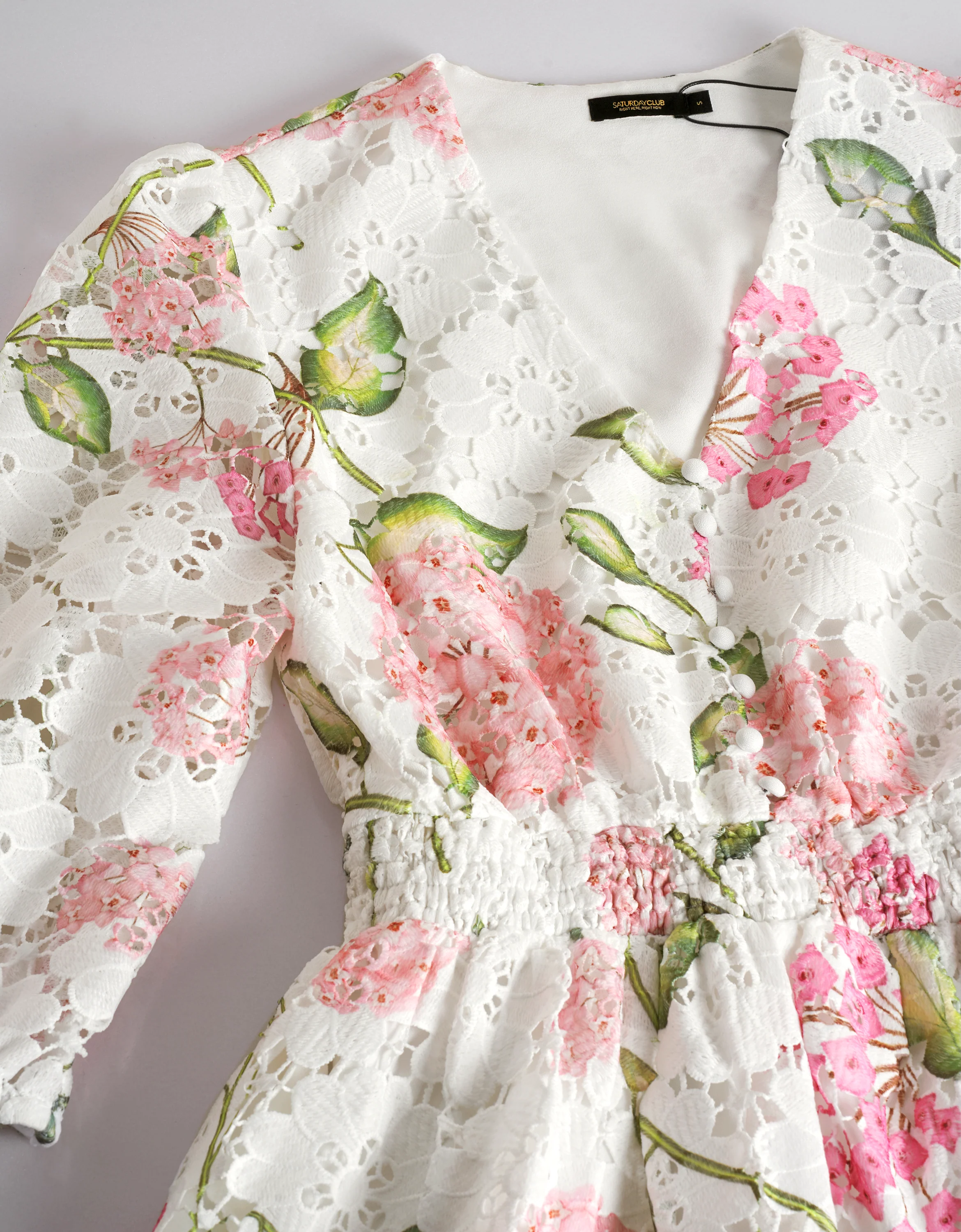 Elastic Waist V-neck Floral Dress - Image 5