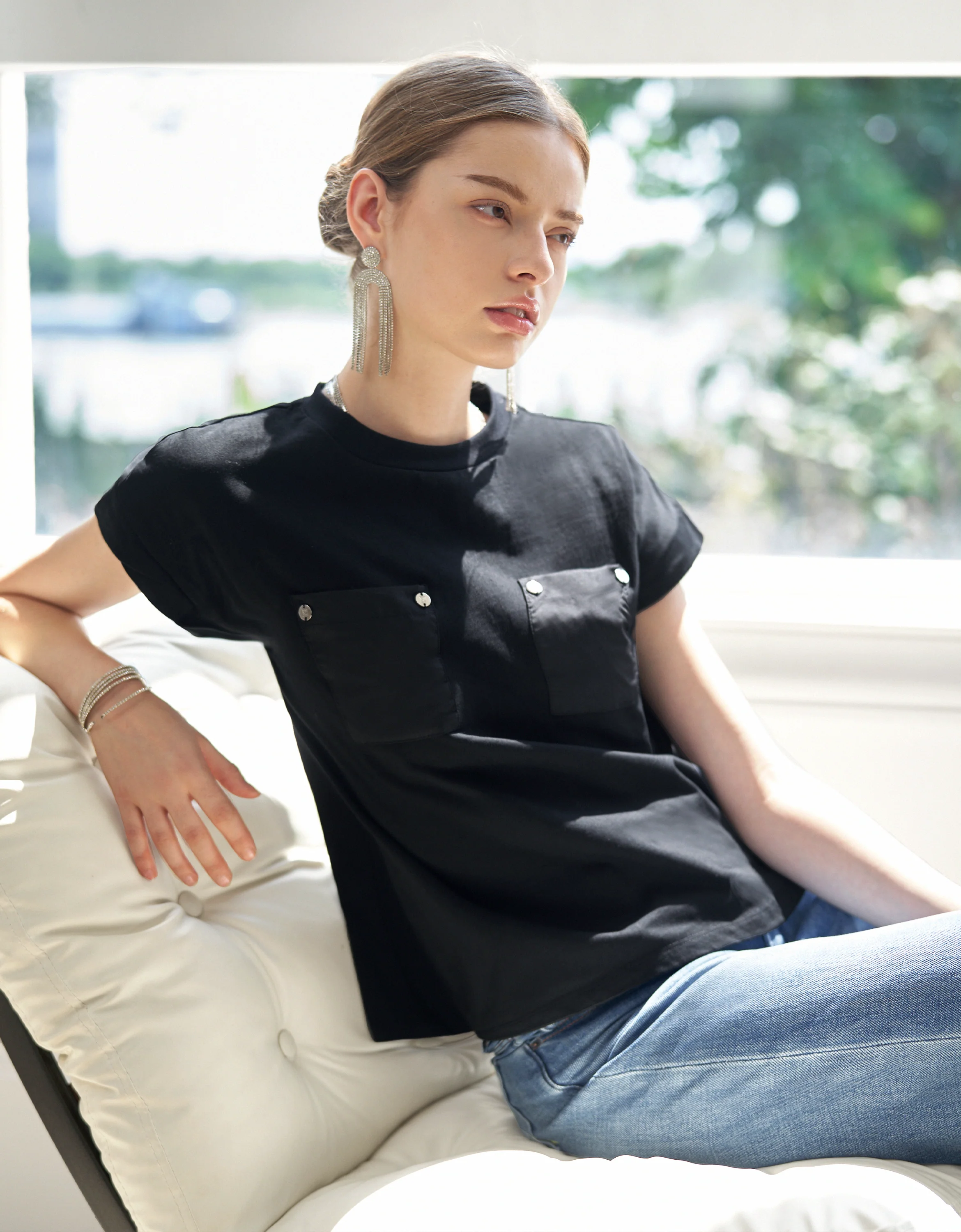 Embossed Button Pocket T-Shirt - Image 27