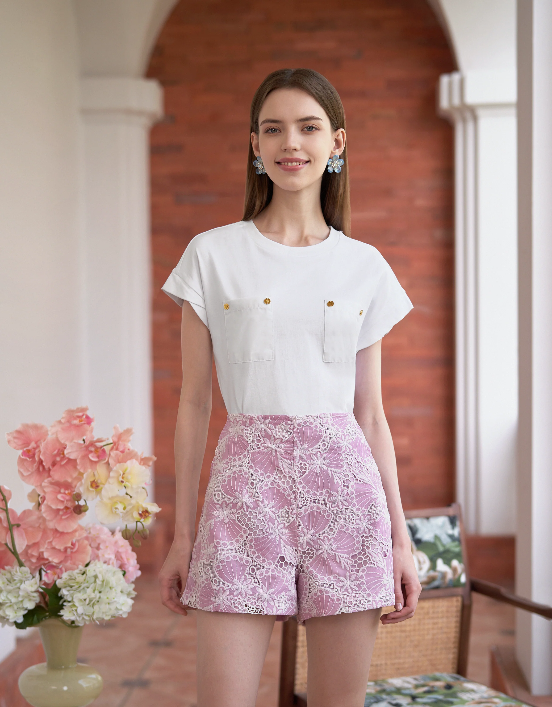 Embossed Button Pocket T-Shirt - Image 8