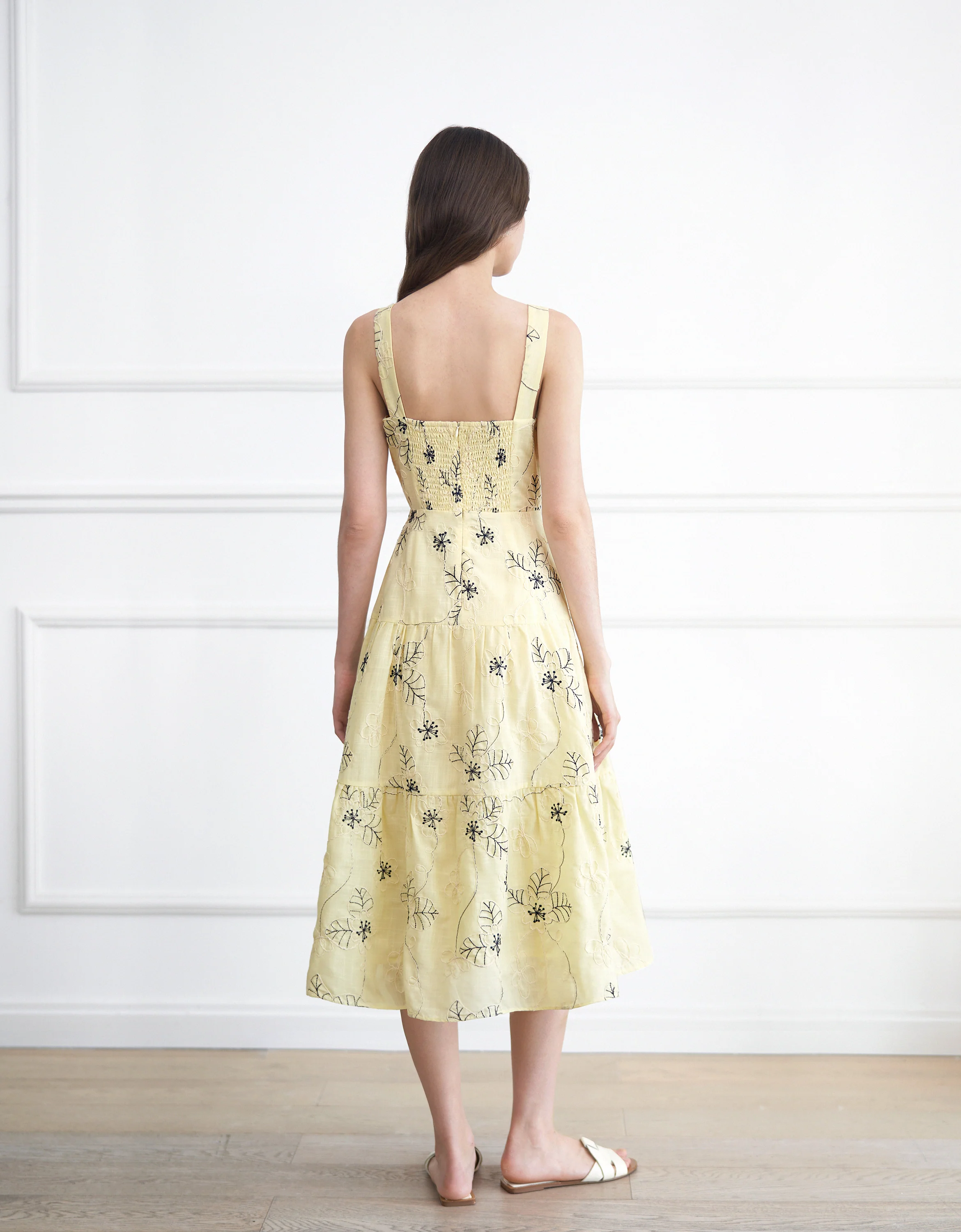 Embroidered Midi Strap Dress - Image 6