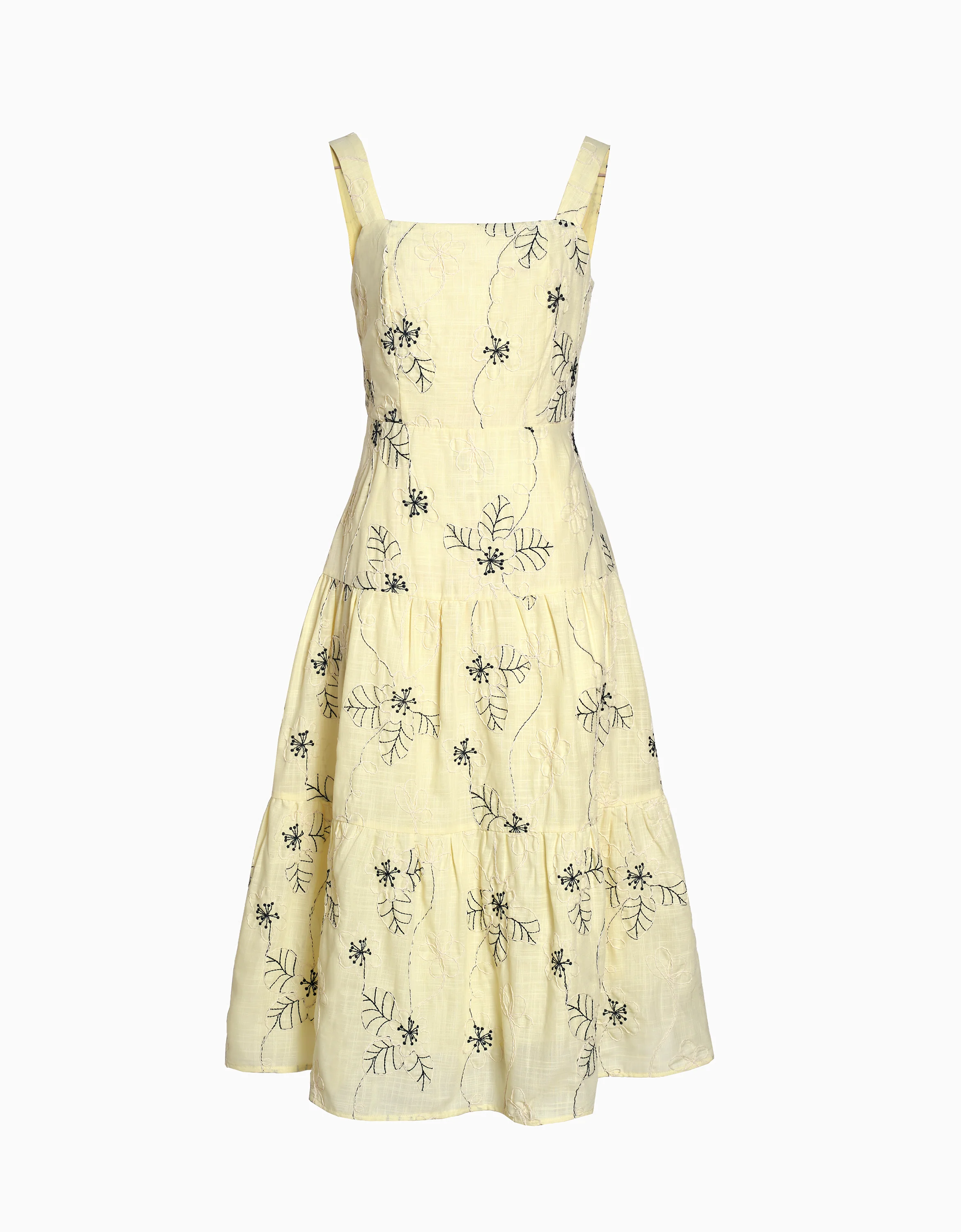 Embroidered Midi Strap Dress - Image 8