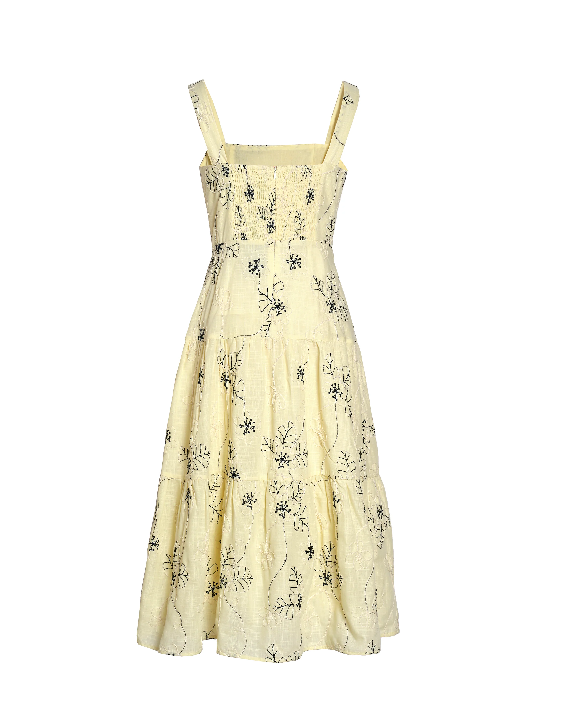 Embroidered Midi Strap Dress - Image 9
