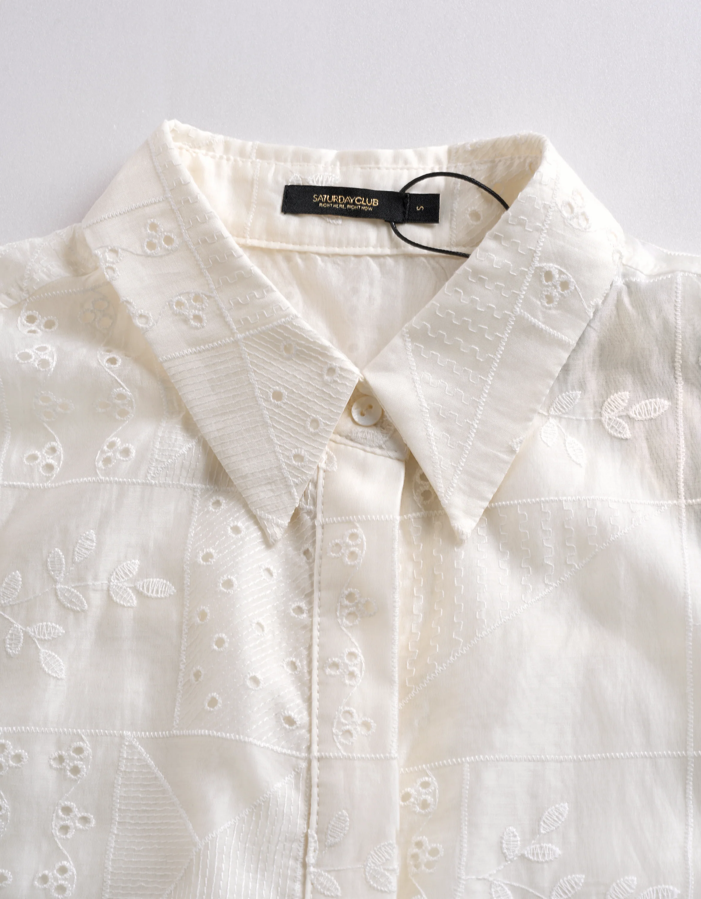 Embroidered Short Sleeve Collared Top - Image 7