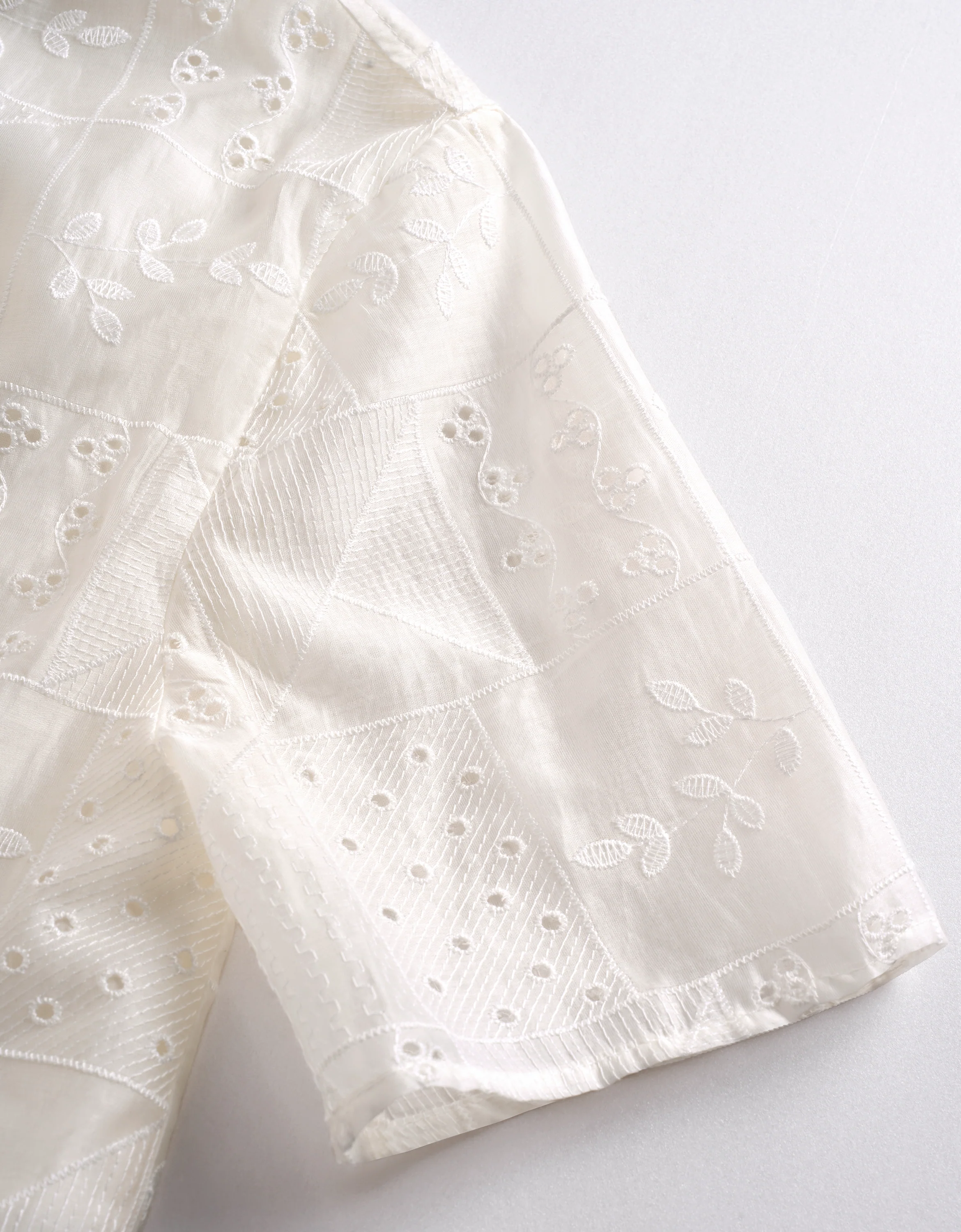 Embroidered Short Sleeve Collared Top - Image 8