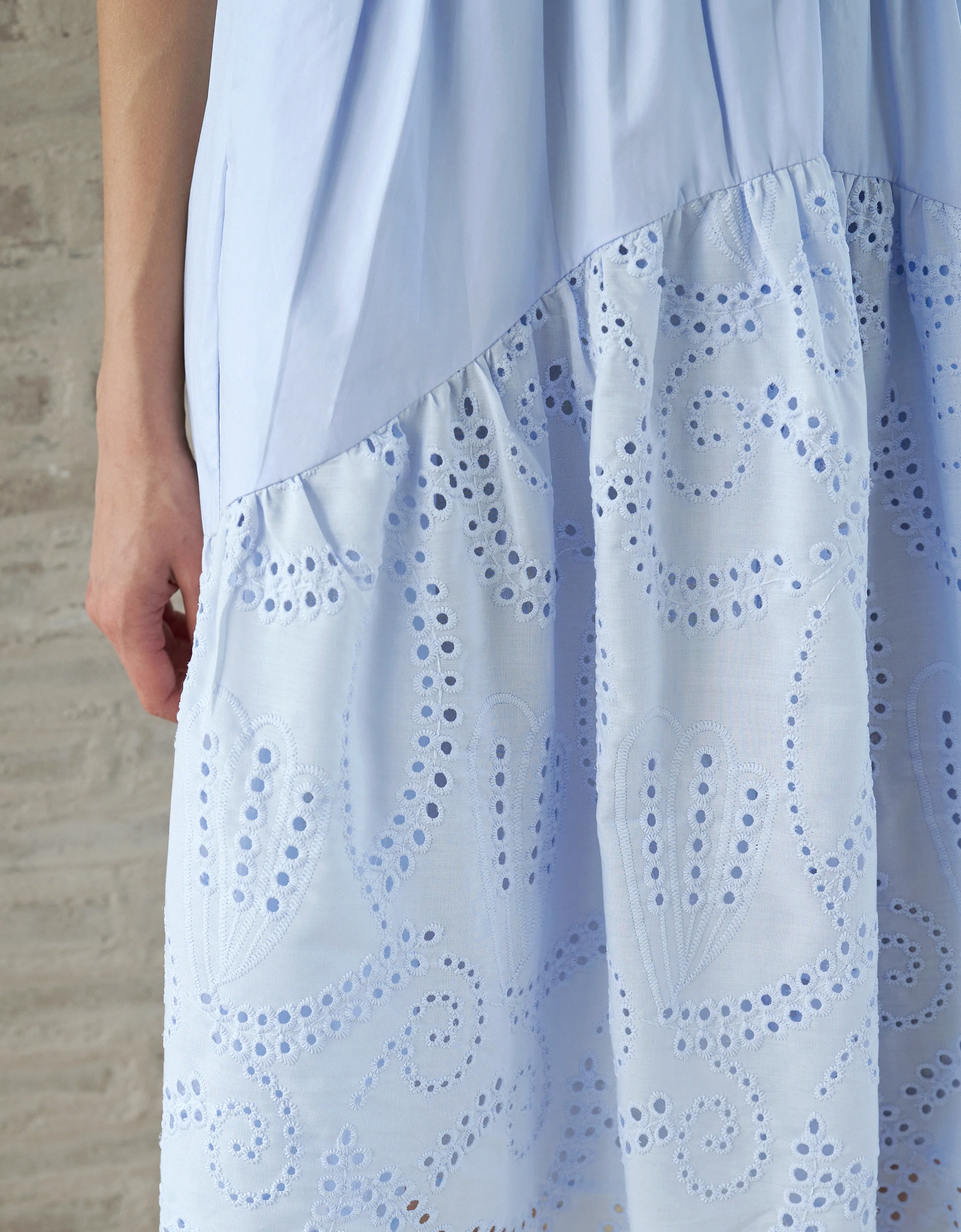Embroidered Skirt Button Front Sleeveless Dress - Image 4
