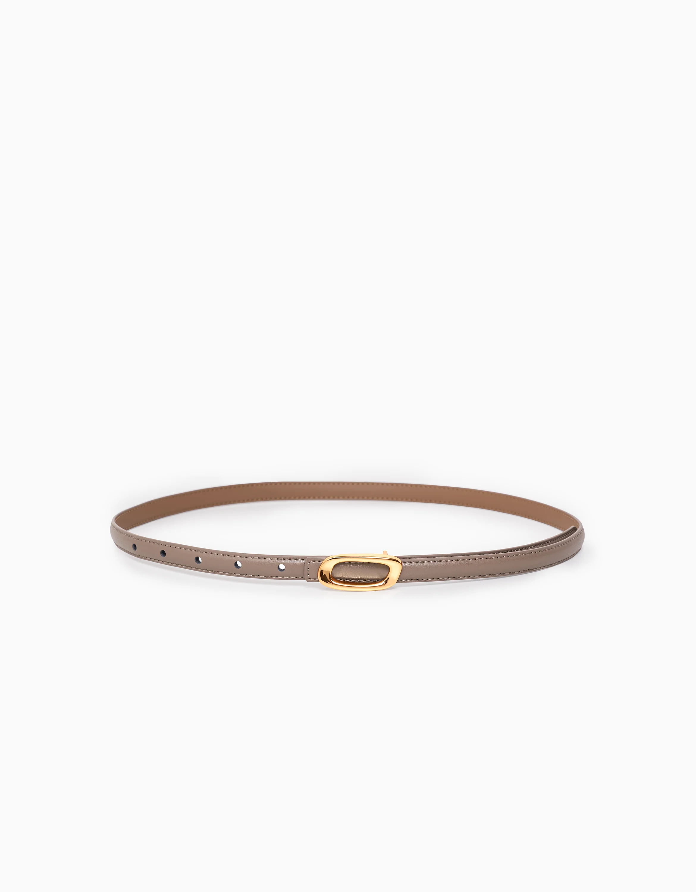 Flat Oval Buckle Thin Leather Belt - Image 10