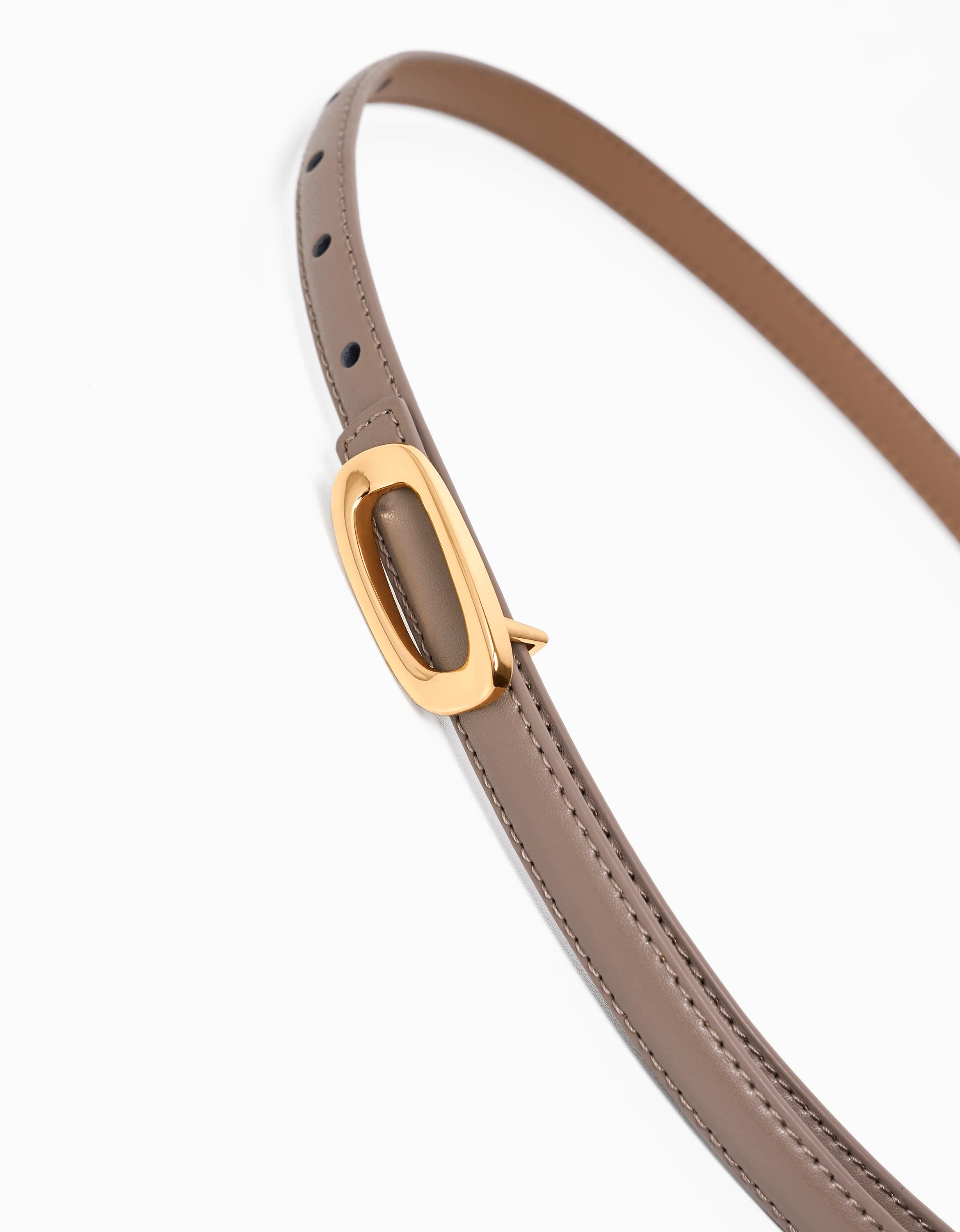 Flat Oval Buckle Thin Leather Belt - Image 11