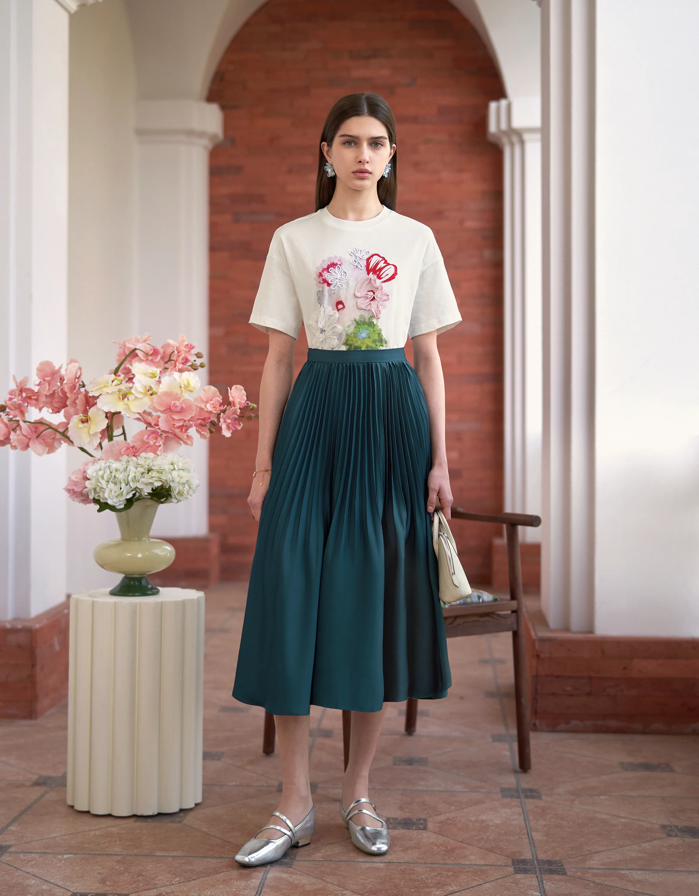 Floral Print Embroidered T-Shirt - Image 8