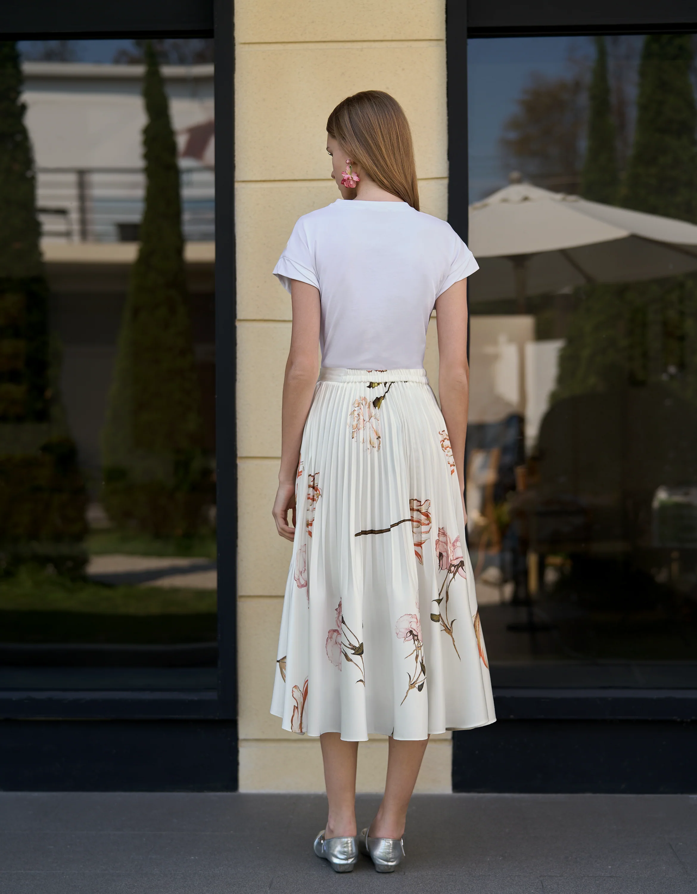 Floral Print Pleated Midi Skirt - Image 4