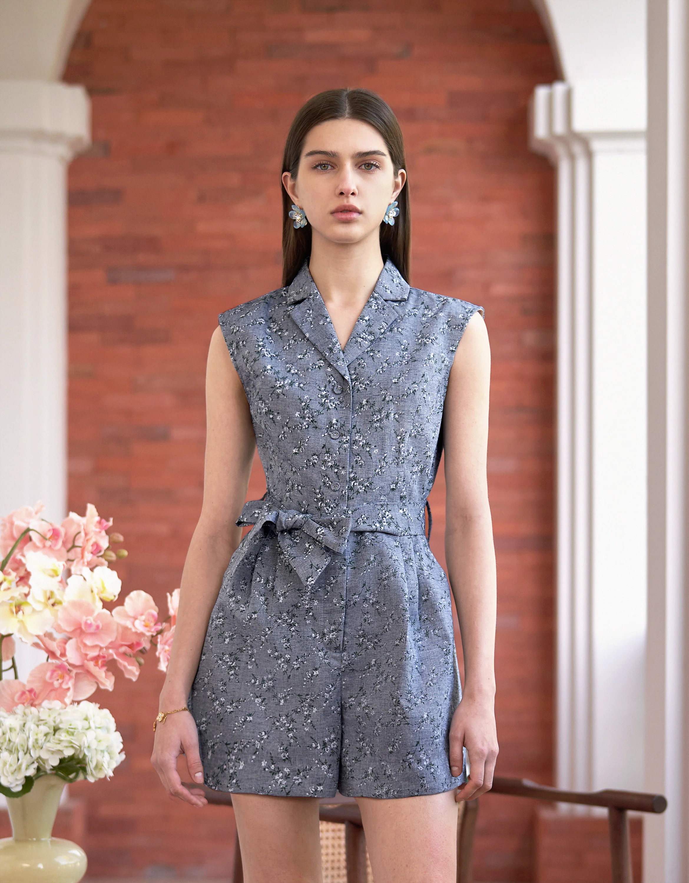 Floral Print Sleeveless Romper - Image 3